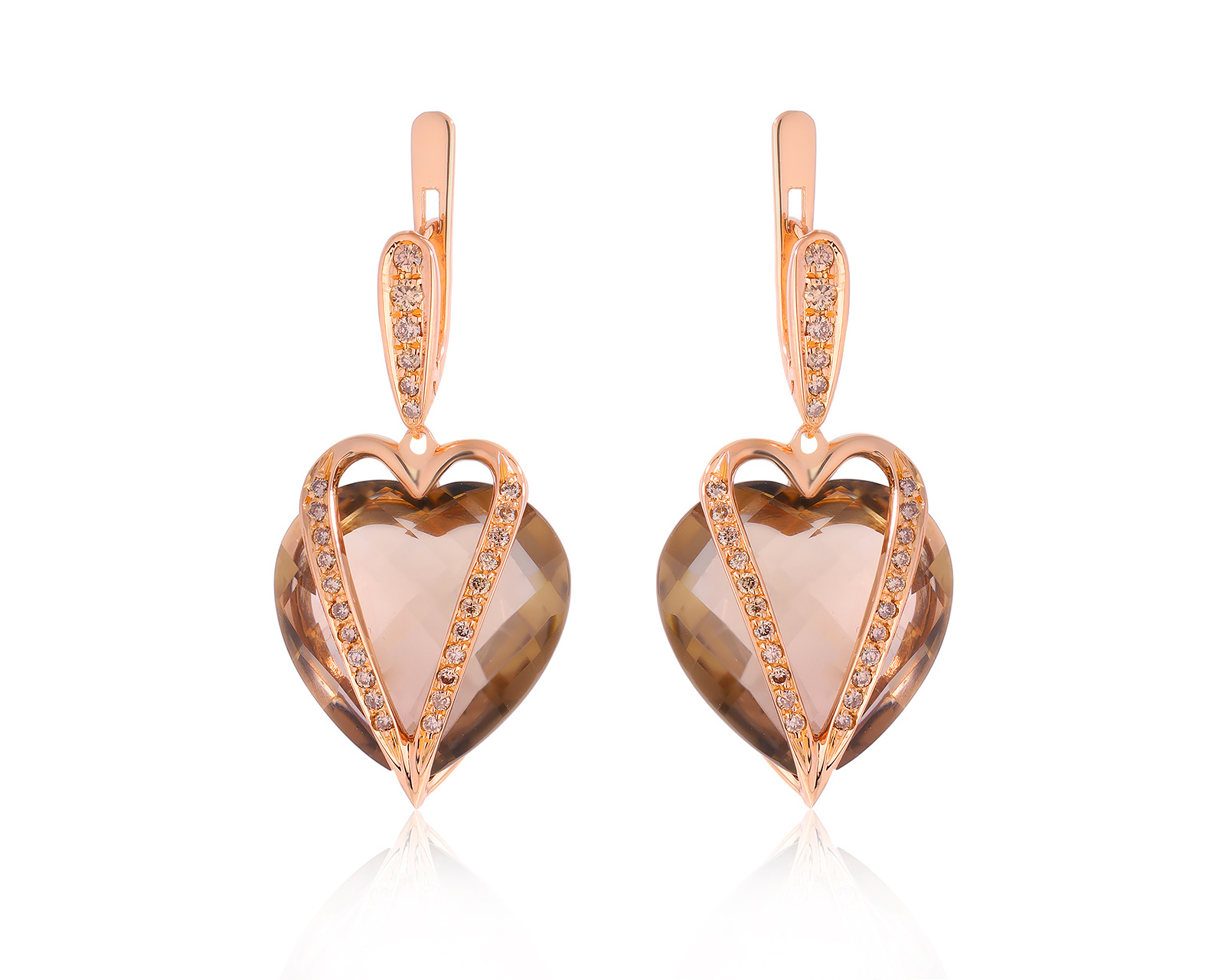 Оригинальные золотые серьги с кварцем 27.40ct Gianni Lazzaro 091024/10