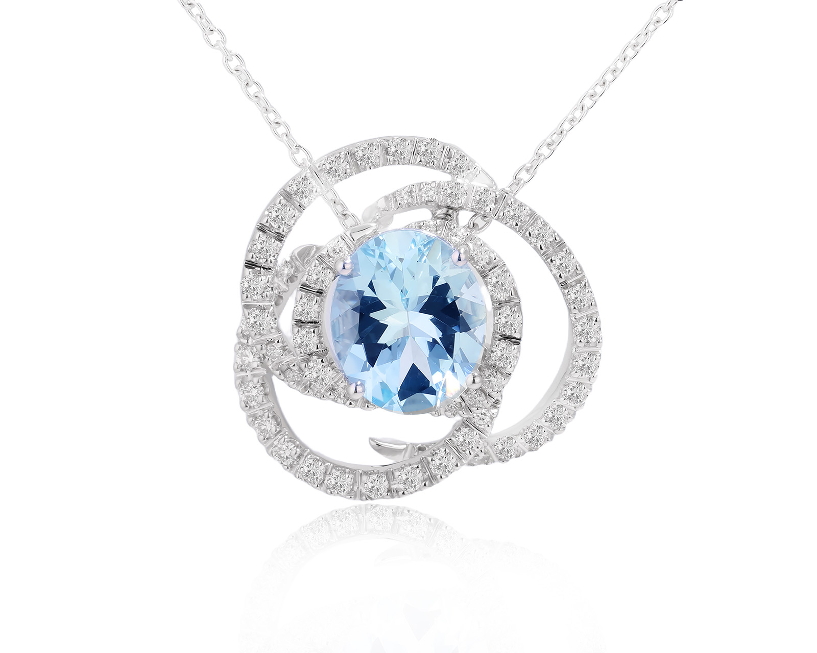 Оригинальное золотое колье с аквамарином 4.50ct Damiani Rose 020525/3
