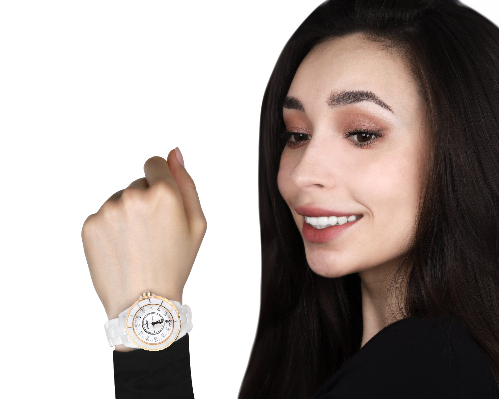 Оригинальные золотые часы с бриллиантами 0.10ct Chanel J12