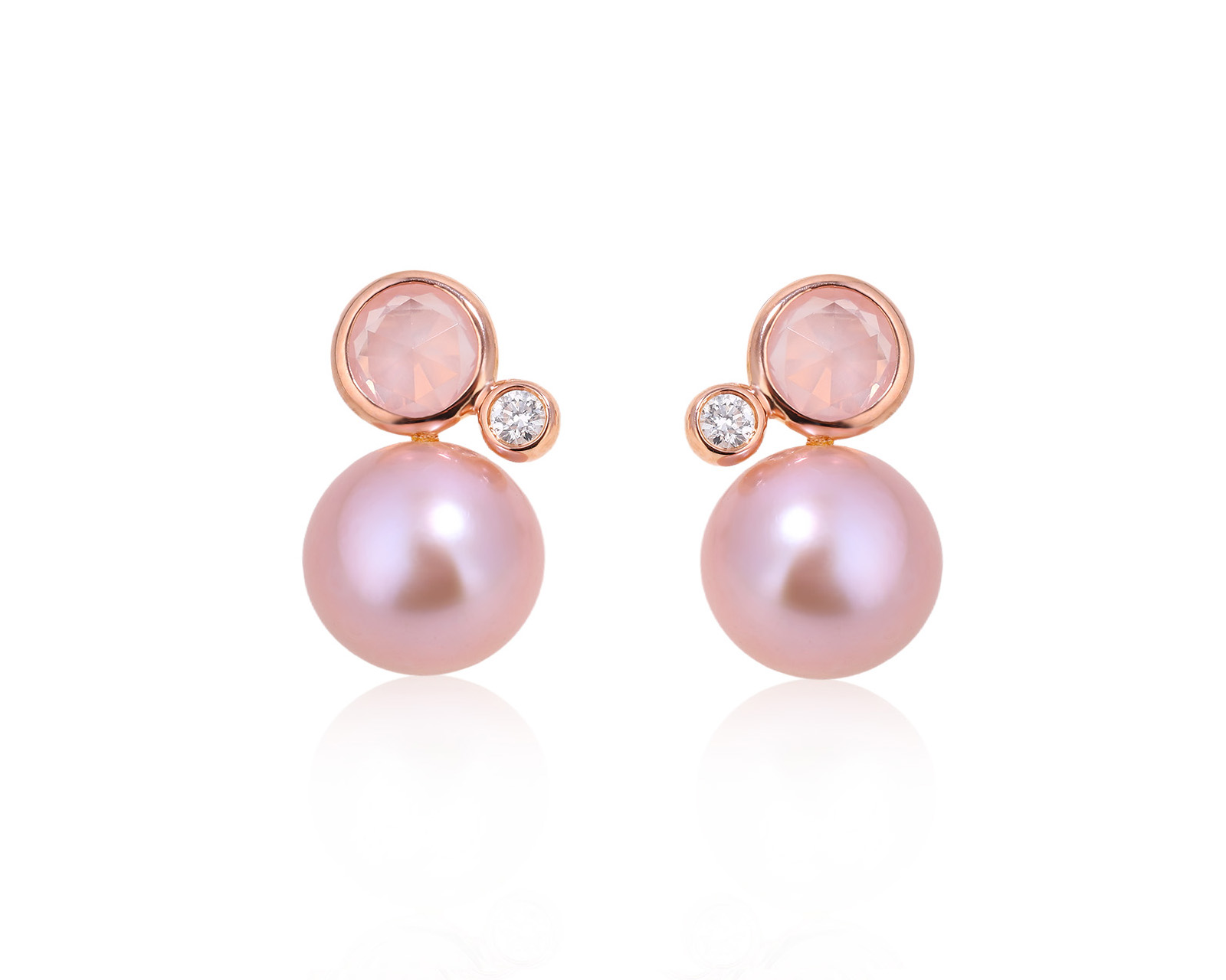 Оригинальные золотые серьги с жемчугом и кварцем 1.04ct MiMi 290725/14