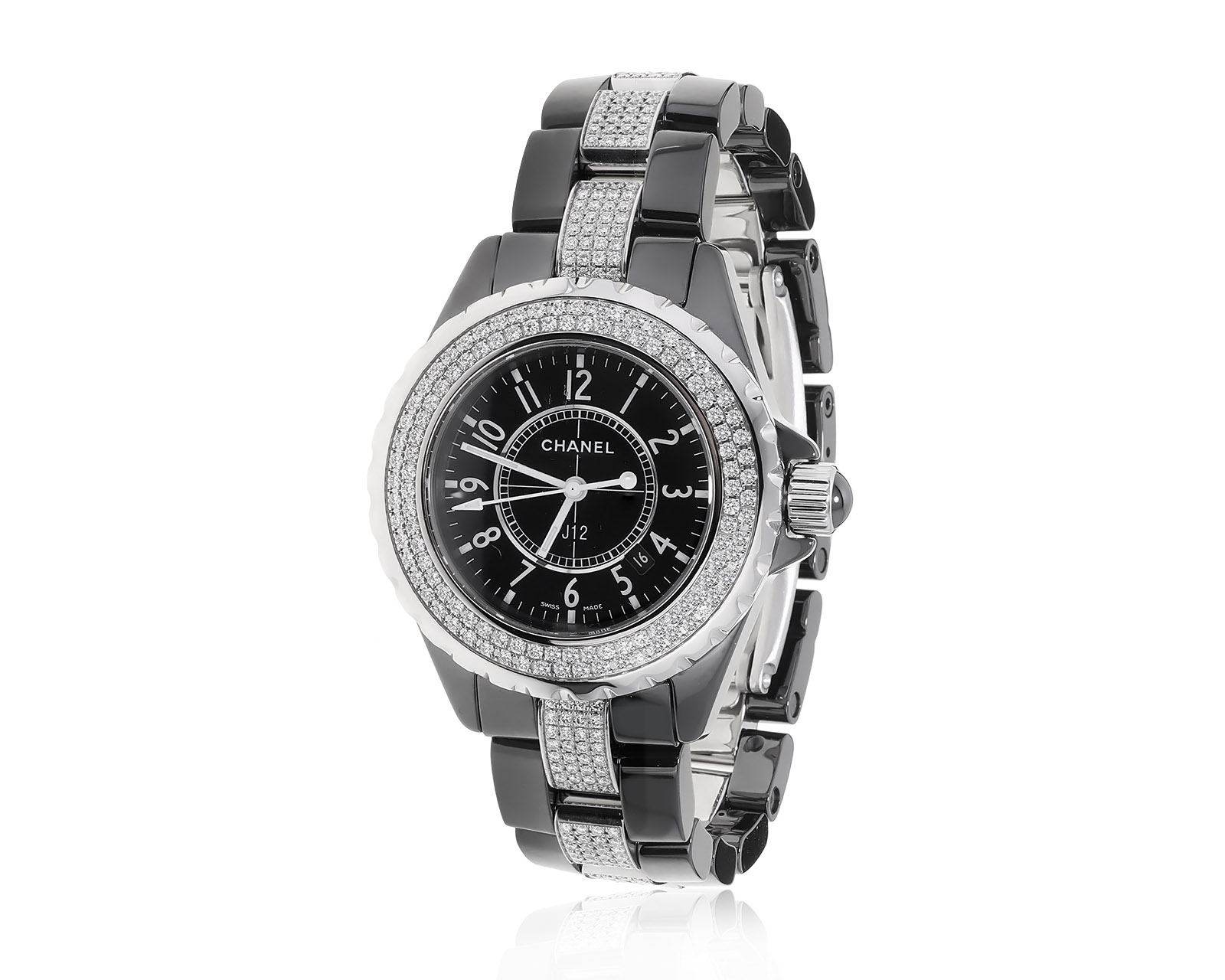 Оригинальные стальные часы с бриллиантами 2.59ct Chanel J12 181221/16