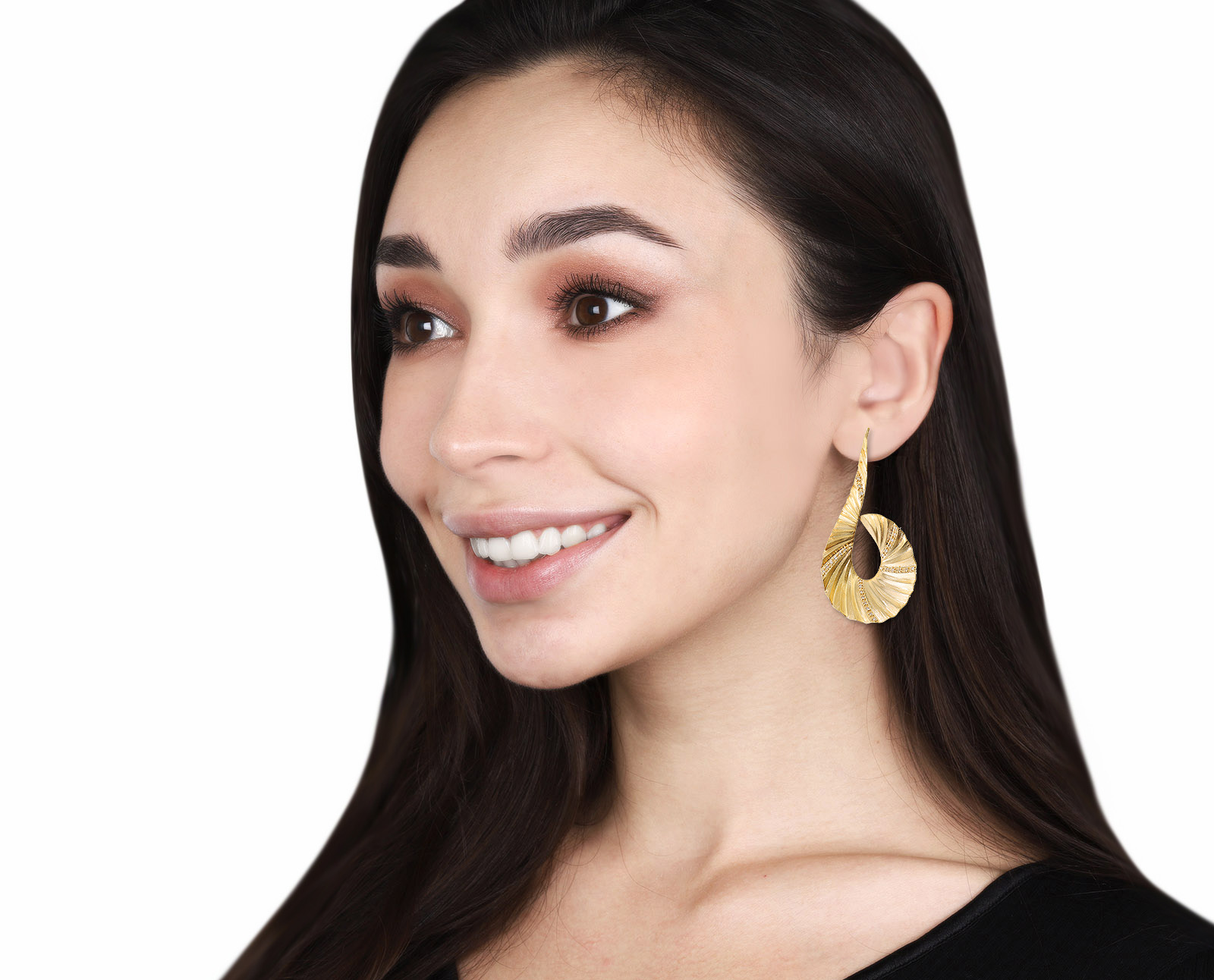 Оригинальные золотые серьги с бриллиантами 0.30ct Gold Of Brazil Origami