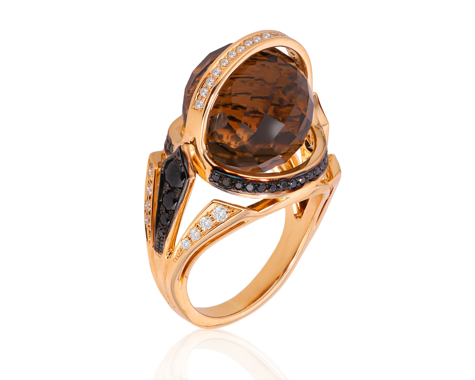 Оригинальное золотое кольцо с дымчатым кварцем 19.30ct Maxim Demidov 020725/1