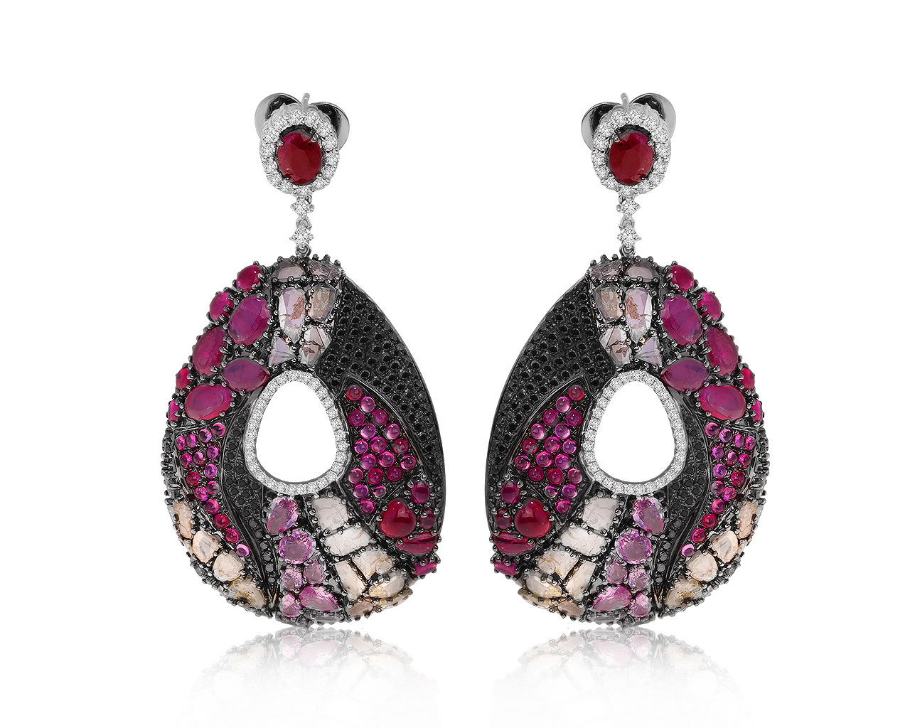 Оригинальные золотые серьги с рубинами 9.78ct British Academy of Jewellery