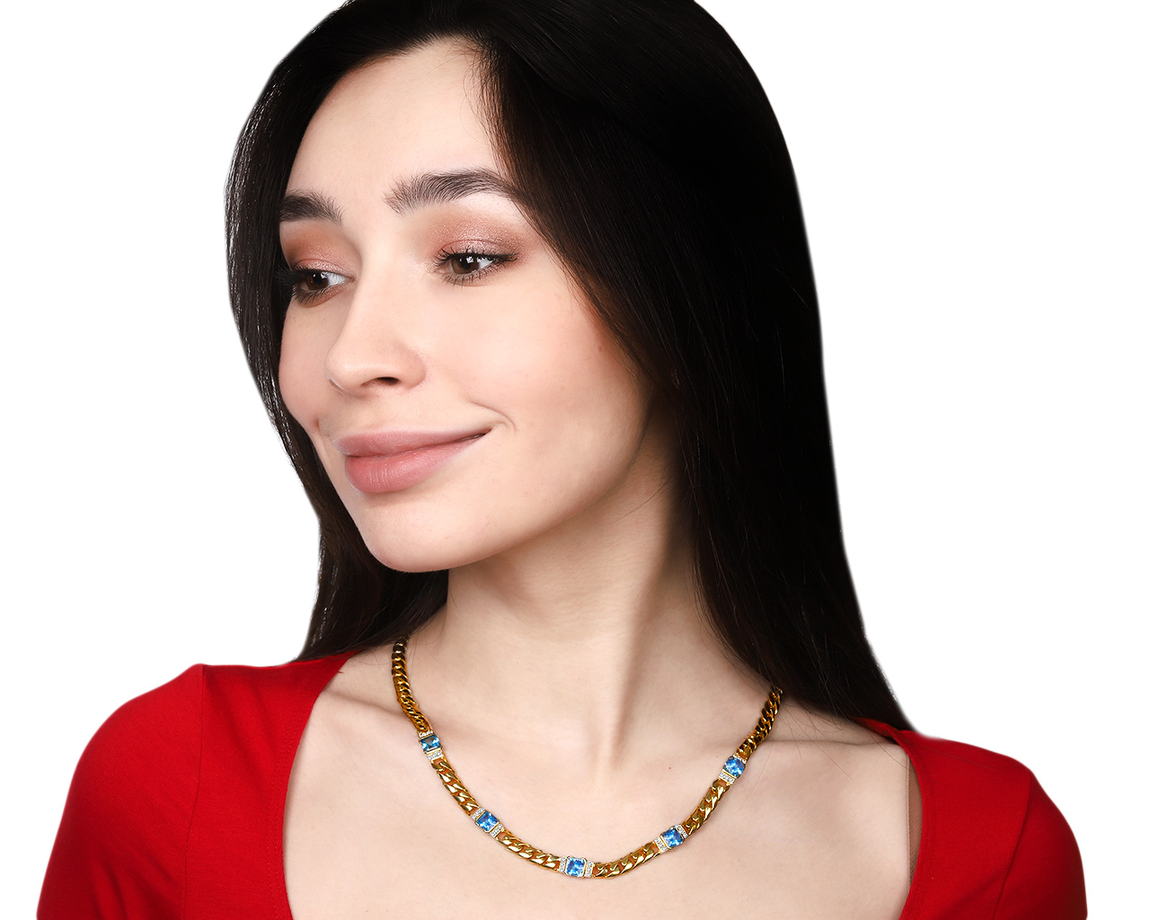 Оригинальное золотое колье с аквамаринами 7.40ct Pasis Jewelery