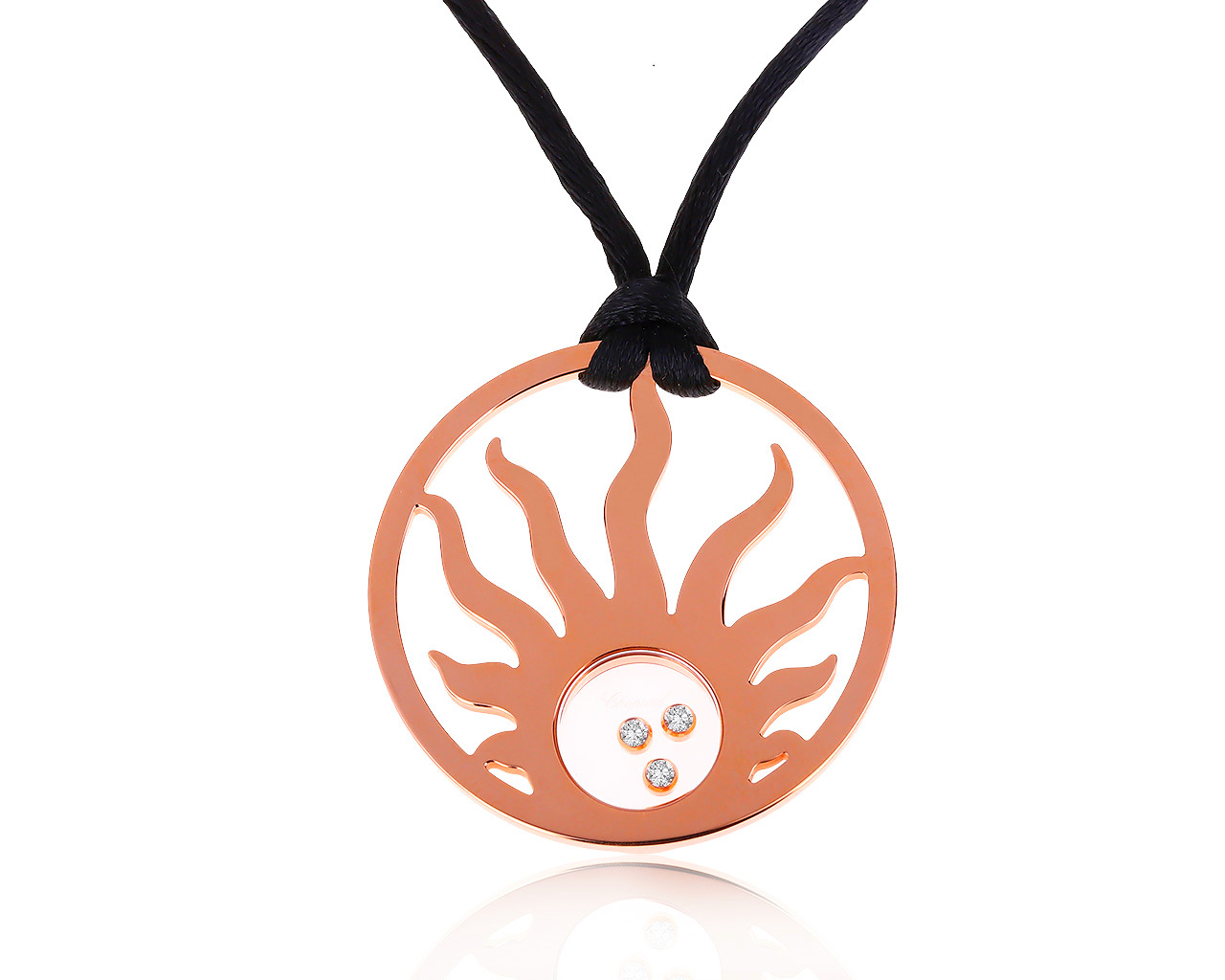 Оригинальный золотой кулон с бриллиантами 0.10ct Chopard Happy Sun