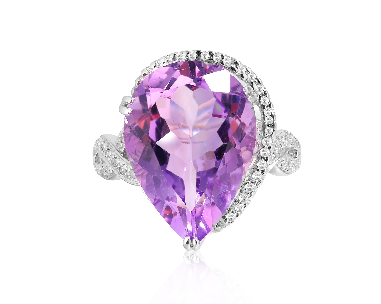 Золотое кольцо с аметистом 9.99ct и бриллиантами 0.19ct 240125/7