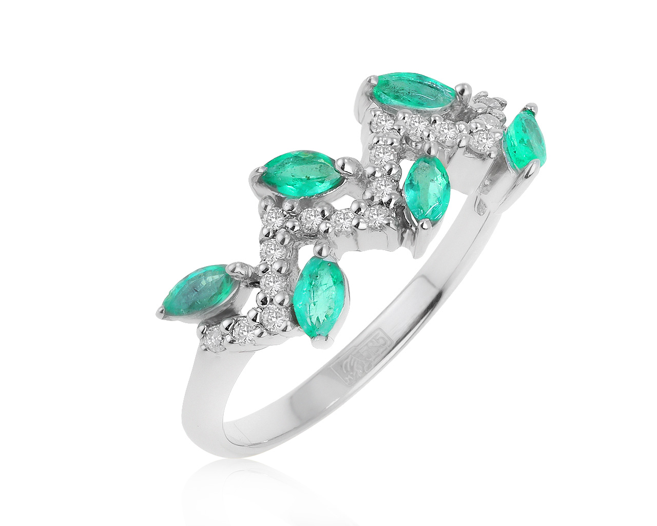 Женственное золотое кольцо с изумрудами 0.34ct 130521/4