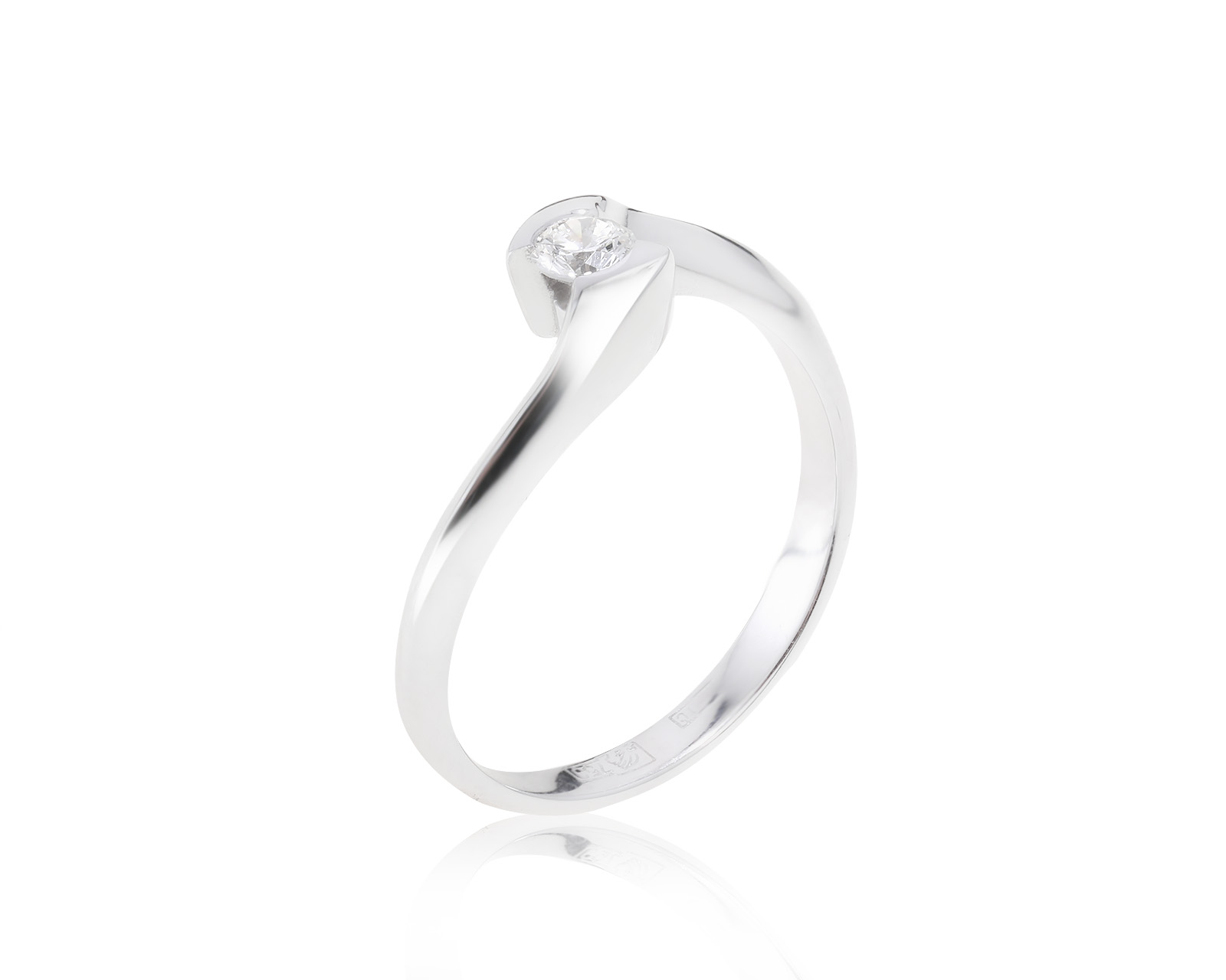 Нарядное золотое кольцо с бриллиантом 0.14ct 100223/2