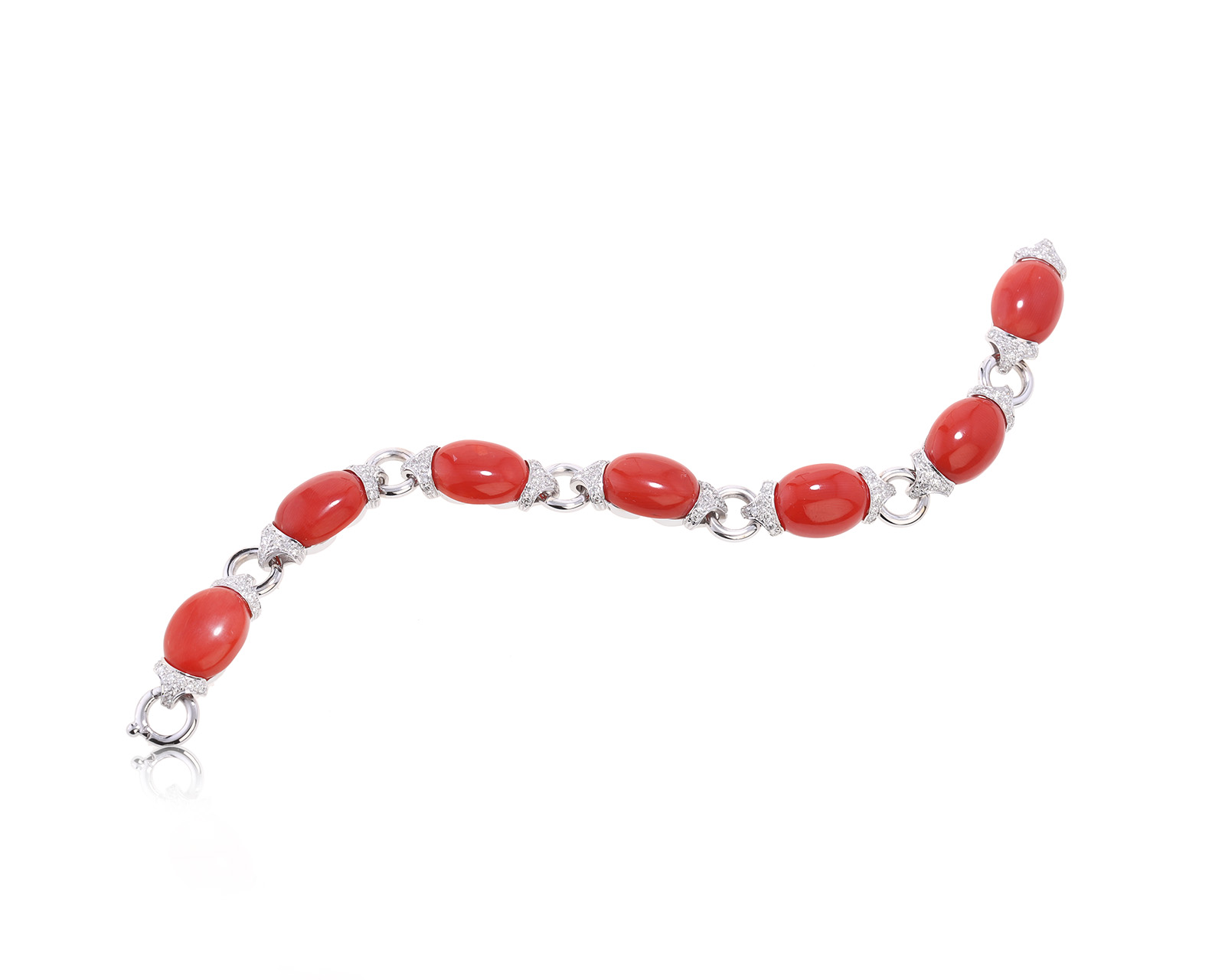 Золотой браслет с кораллами 33.75ct и бриллиантами 1.25ct 250923/4