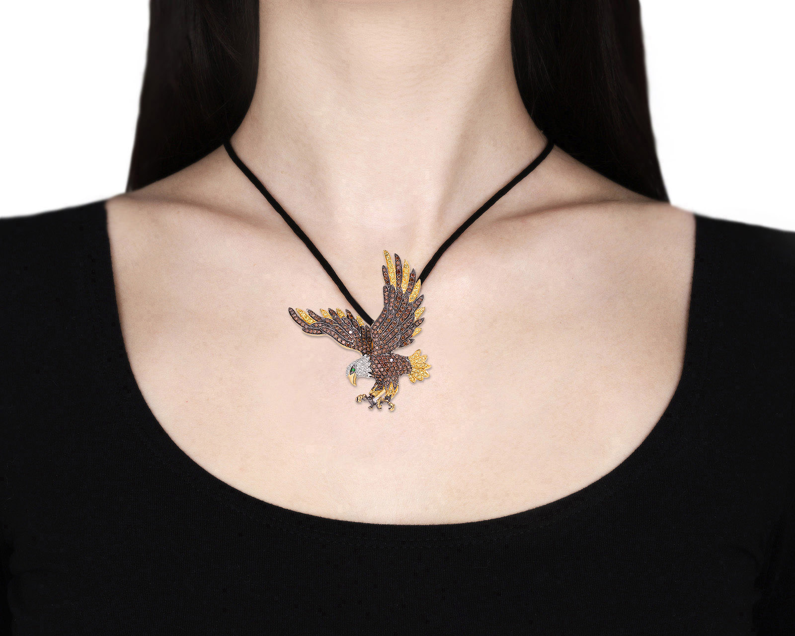 Золотое кольцо-кулон с сапфирами 1.16ct и бриллиантами 3.98ct