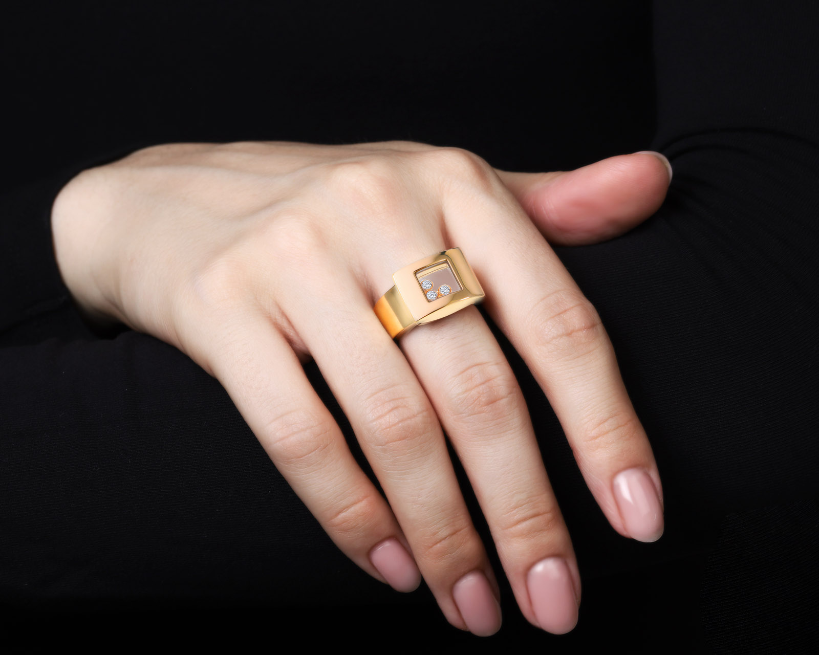 Оригинальное золотое кольцо c бриллиантами 0.09ct Chopard Happy Diamonds