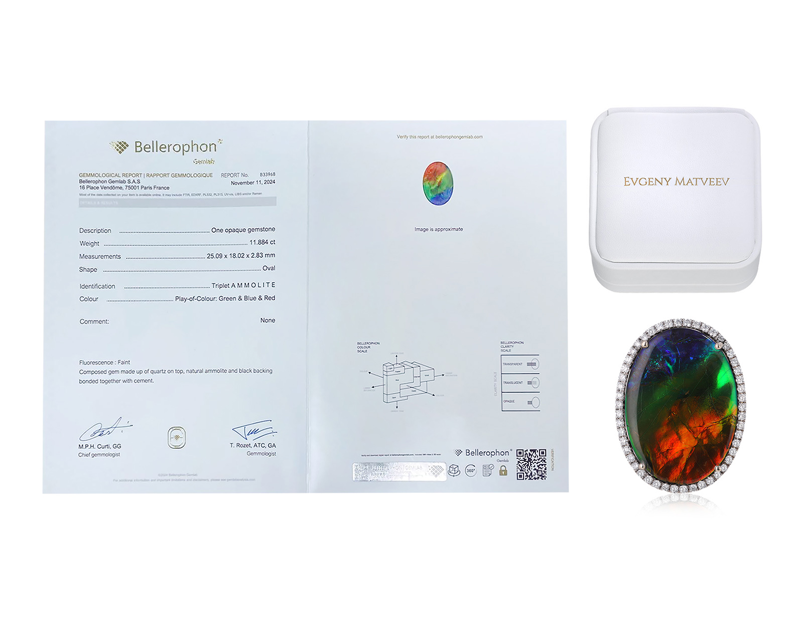 Золотое кольцо с аммолитом 11.88ct Evgeny Matveev