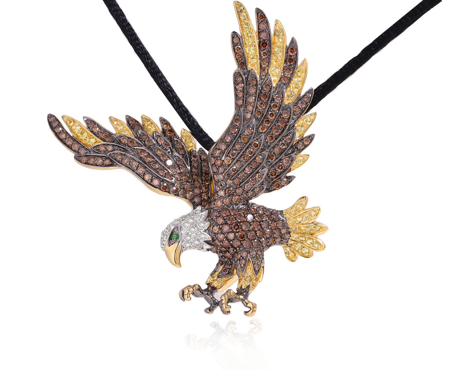 Золотое кольцо-кулон с сапфирами 1.16ct и бриллиантами 3.98ct