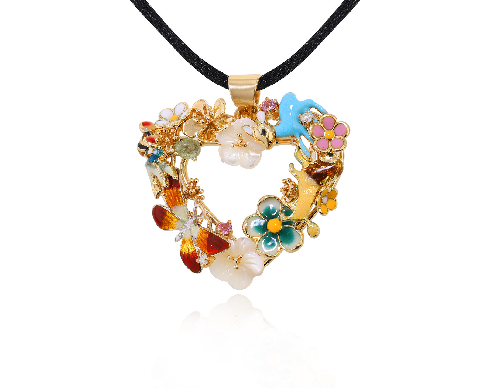 Оригинальный золотой кулон с перламутром 1.40ct Roberto Bravo Noahs Ark