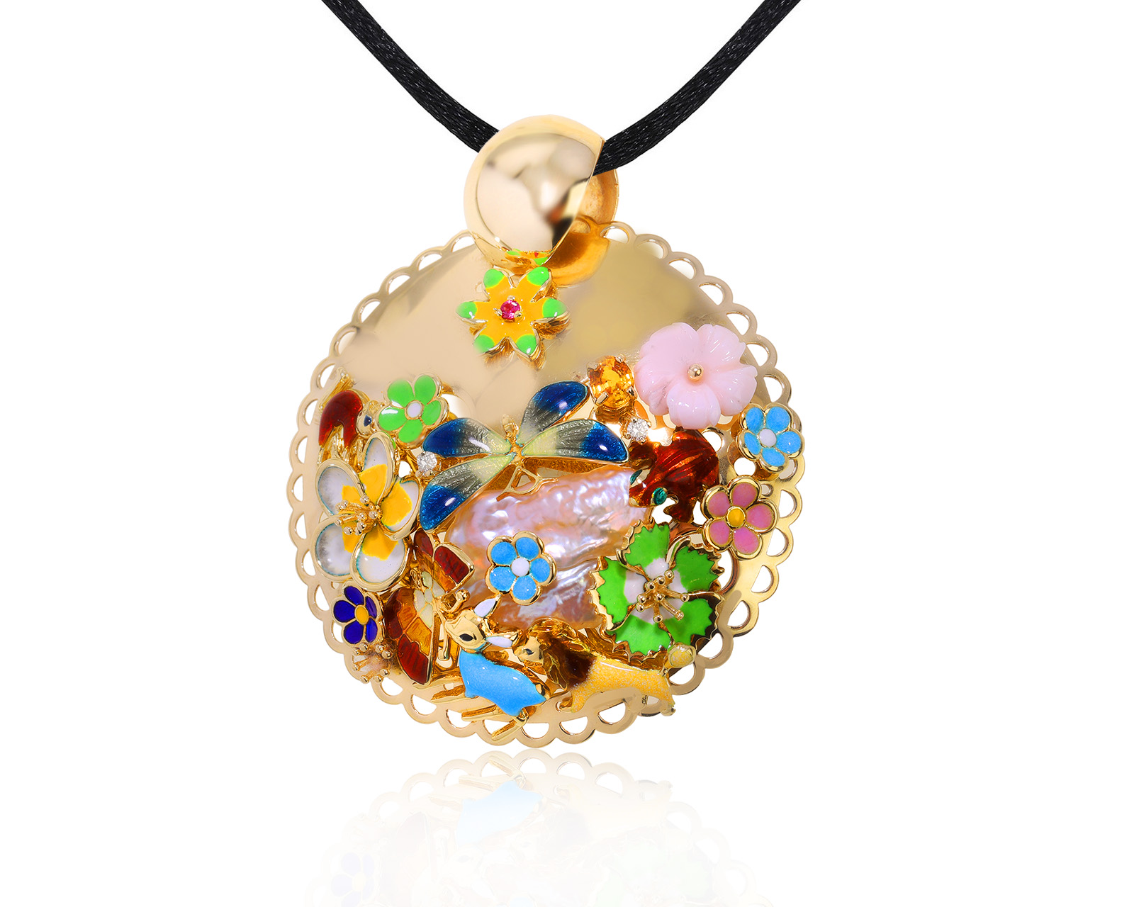 Оригинальный золотой кулон с цветными сапфирами 0.64ct Roberto Bravo Noahs Ark 240824/8