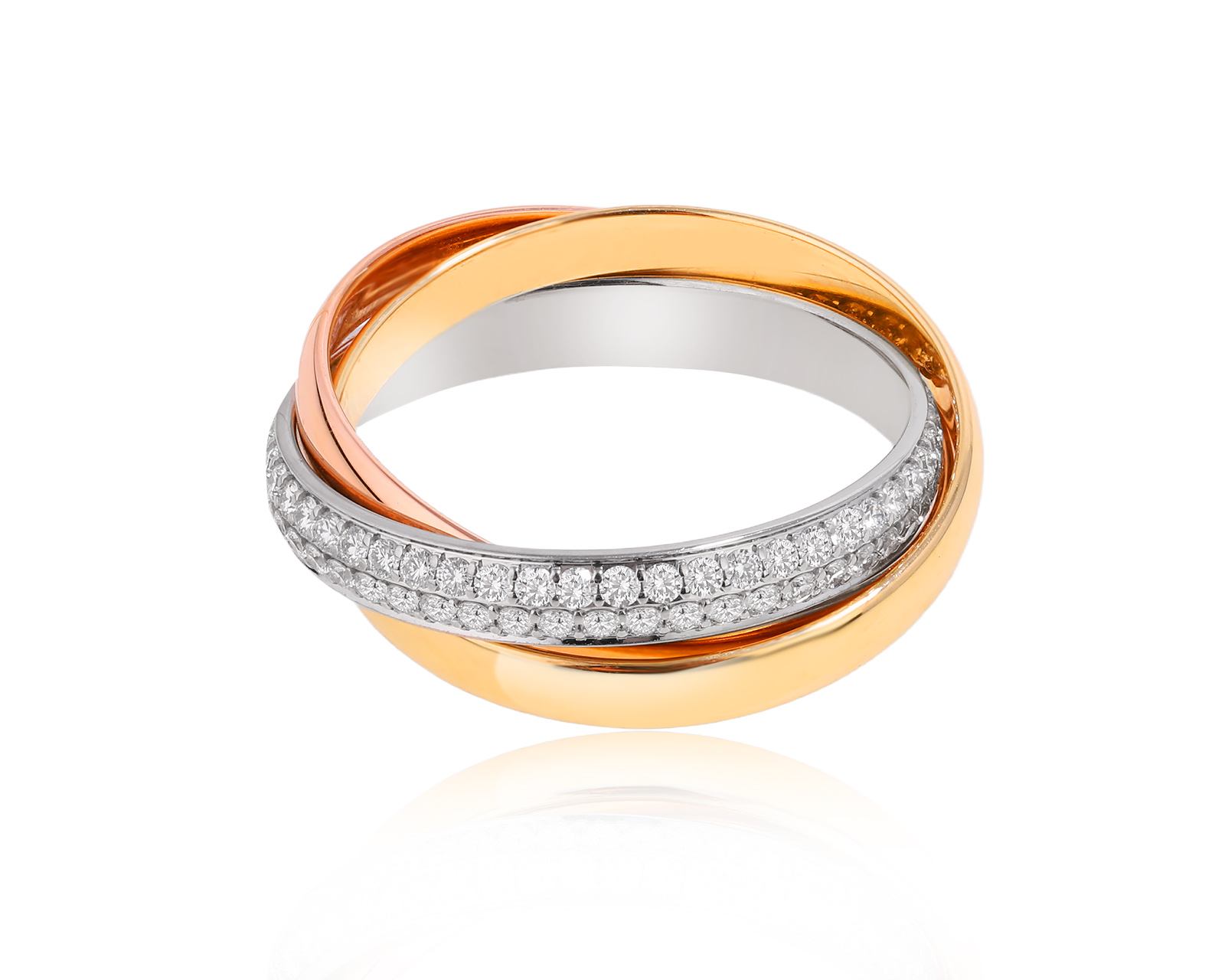 Оригинальное золотое кольцо с бриллиантами 0.46ct Cartier Trinity Semi-Paved 110325/10