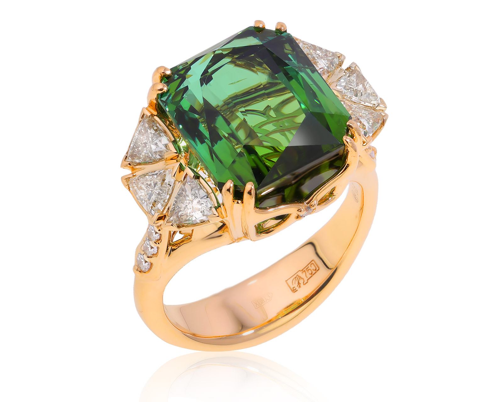 Оригинальное золотое кольцо с турмалином 15.18ct Maxim Demidov Лориэн 270525/КМ196