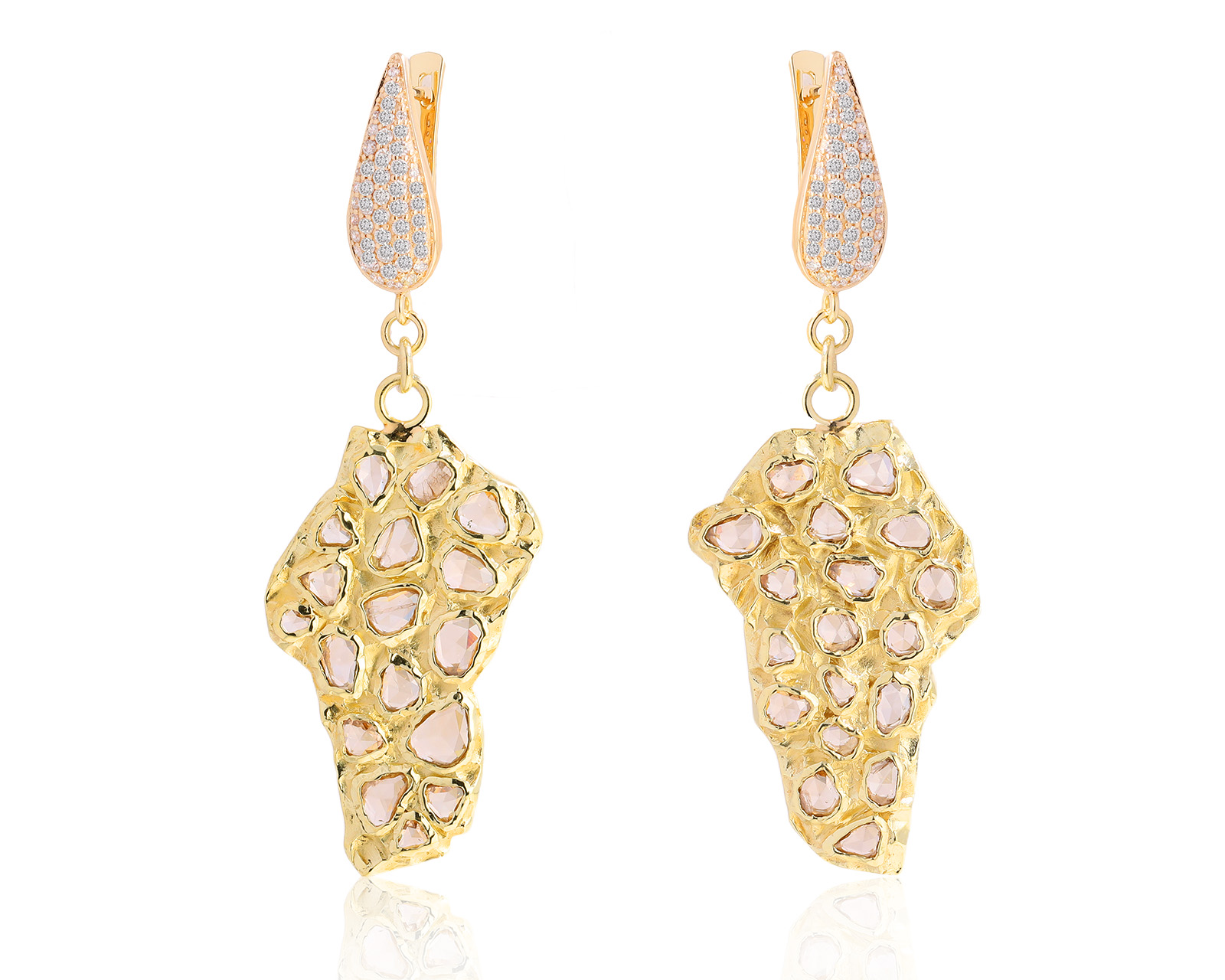 Оригинальные золотые серьги с бриллиантами 4.60ct German Kabirski 200625/4