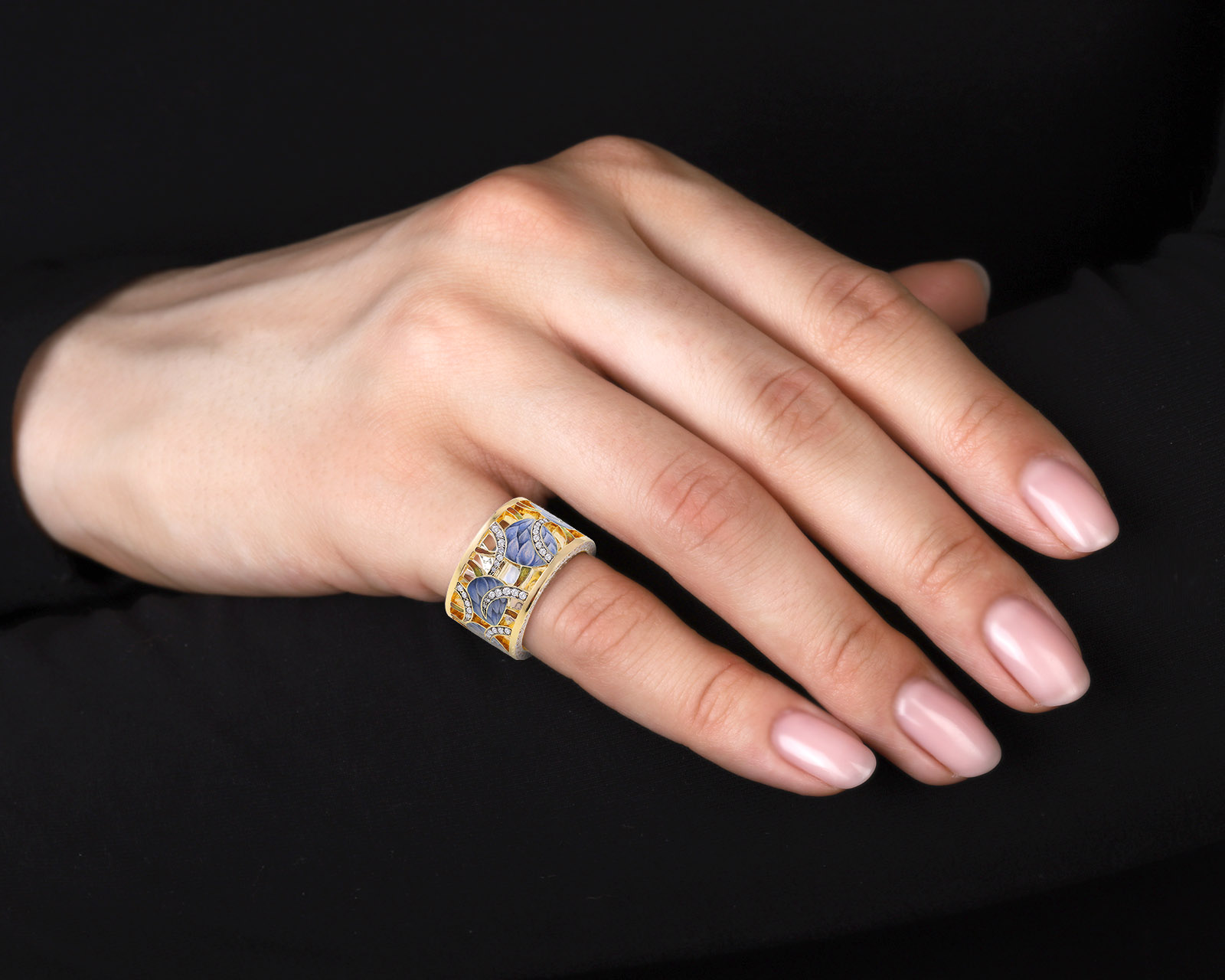 Оригинальное золотое кольцо с бриллиантами 1.24ct Ilgiz F