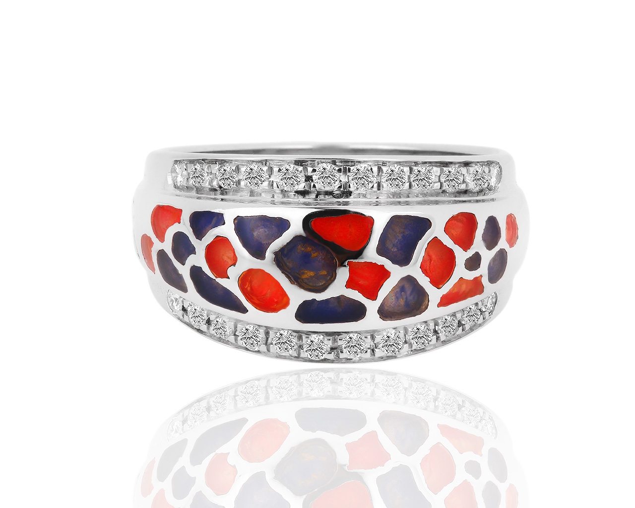 Золотое кольцо с эмалями и бриллиантами 0.27ct Korloff 230318/21