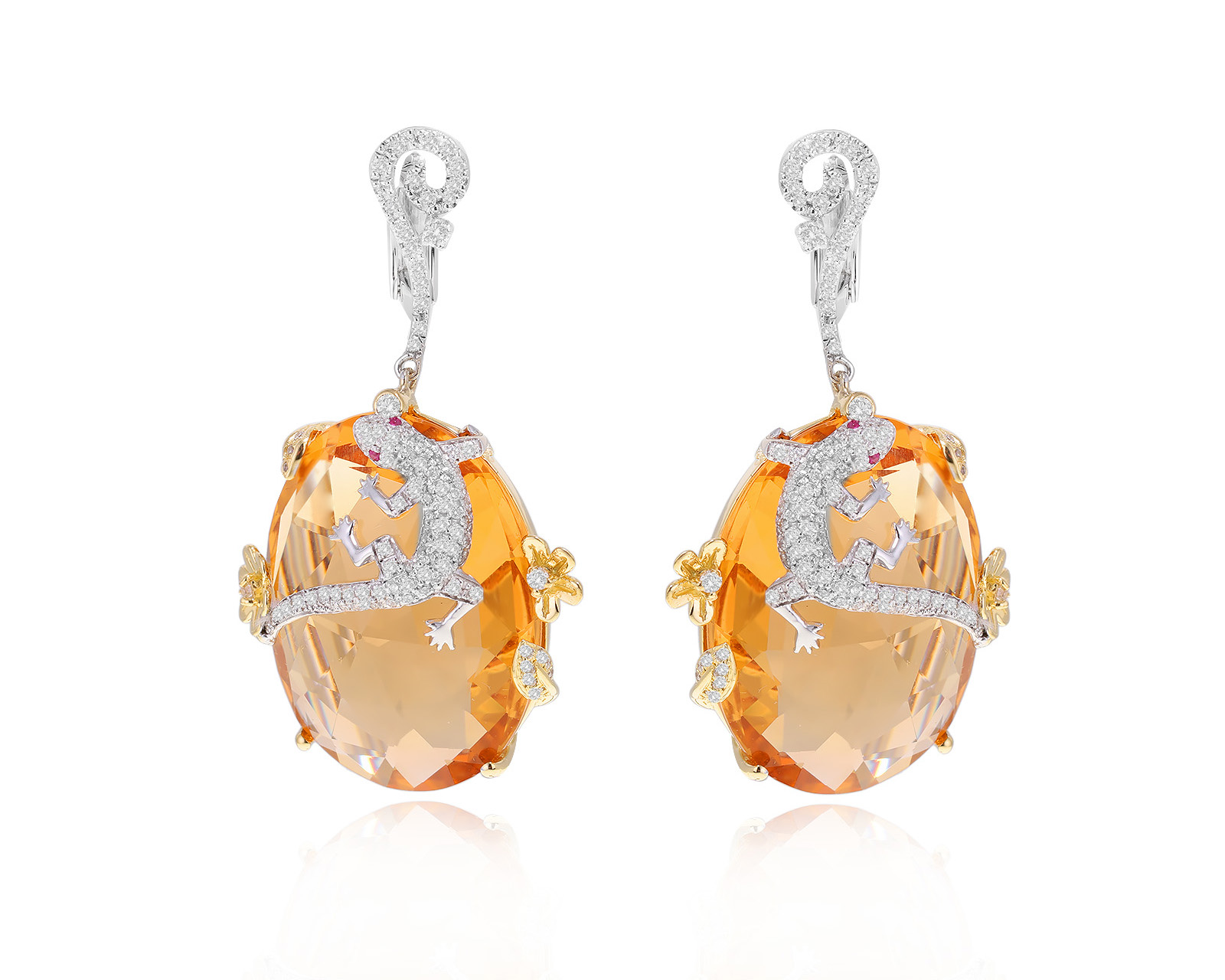 Золотые серьги с желтыми ситаллами 52.00ct 200324/10