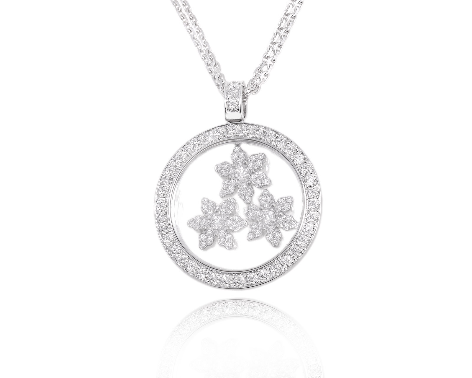 Оригинальный золотой кулон c бриллиантами 0.96ct Chopard Happy Snow Flakes 281023/1