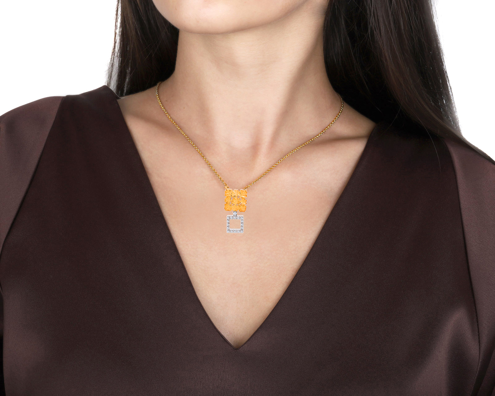 Оригинальное золотое колье с бриллиантами 0.09ct Carrera y Carrera Ginkgo