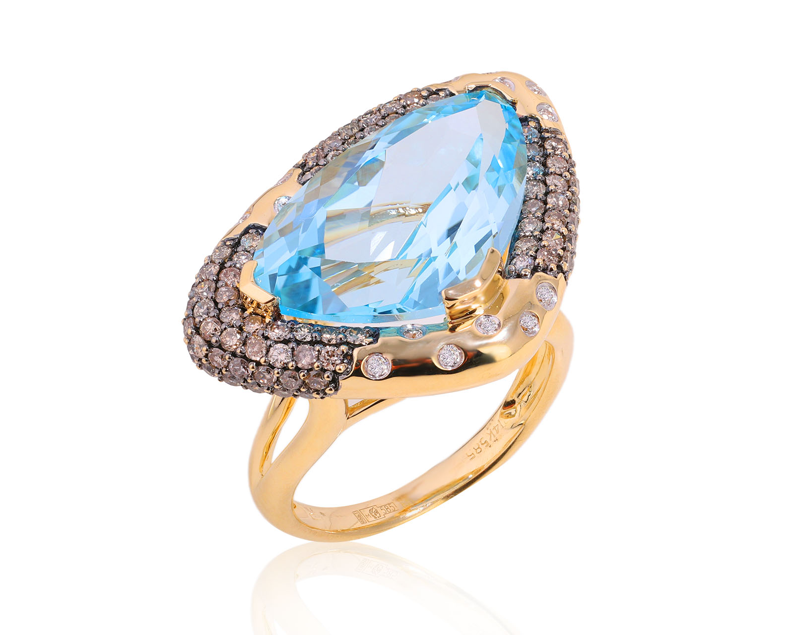 Золотое кольцо с топазом 16.80ct и бриллиантами 1.00ct 070225/2