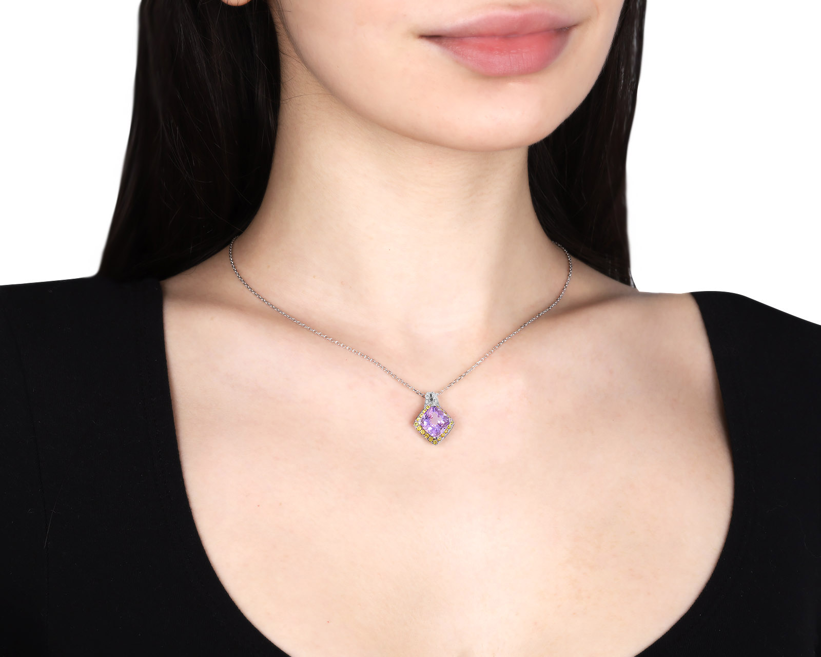 Оригинальный золотой кулон с аметистом 3.11ct Mauboussin