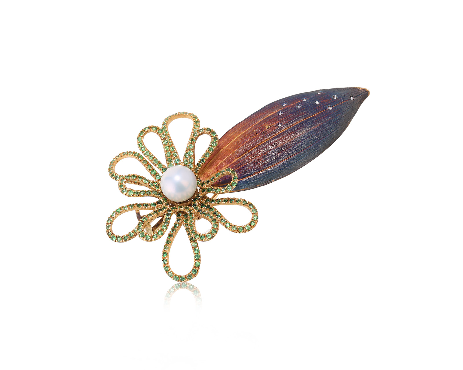 Оригинальная золотая брошь с жемчугом 8.21 мм Roberto Bravo 190923/2