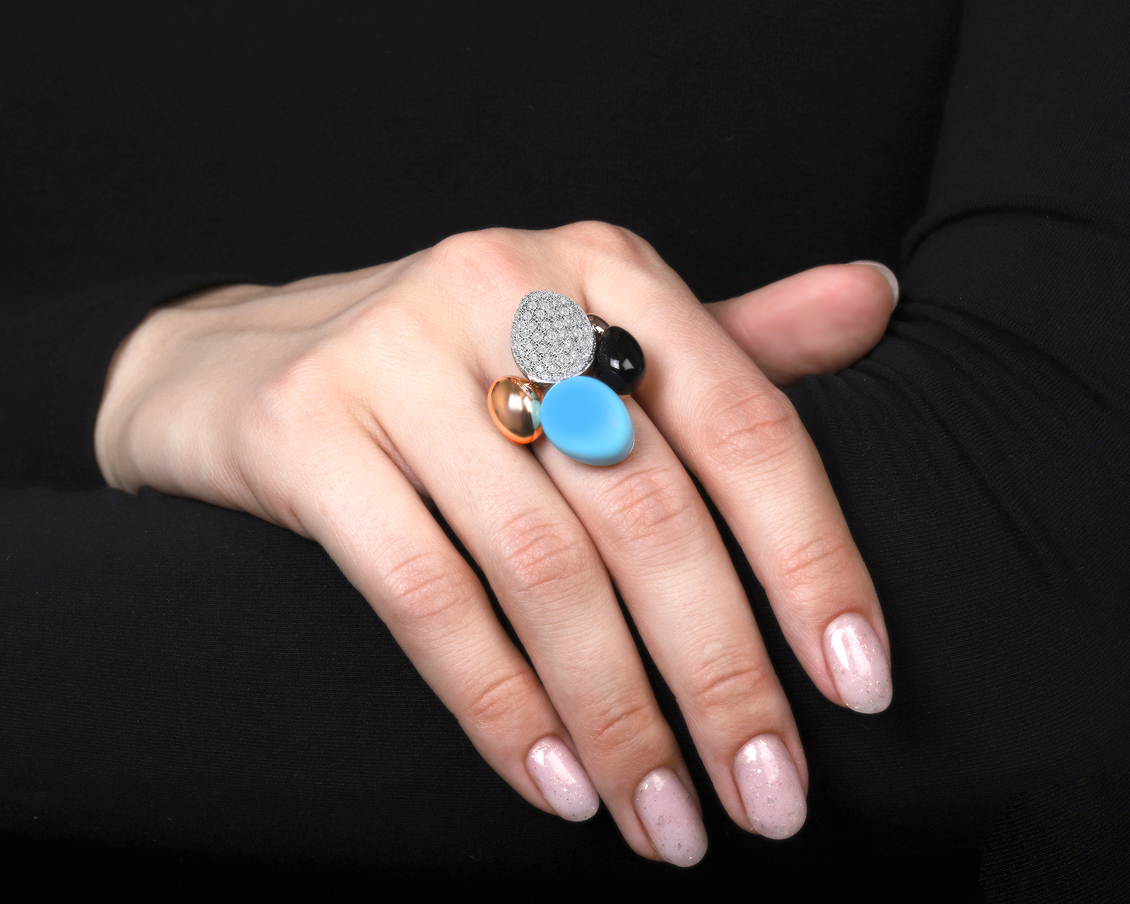 Оригинальное золотое кольцо с бирюзой 11.30ct Roberto Coin Ikebana