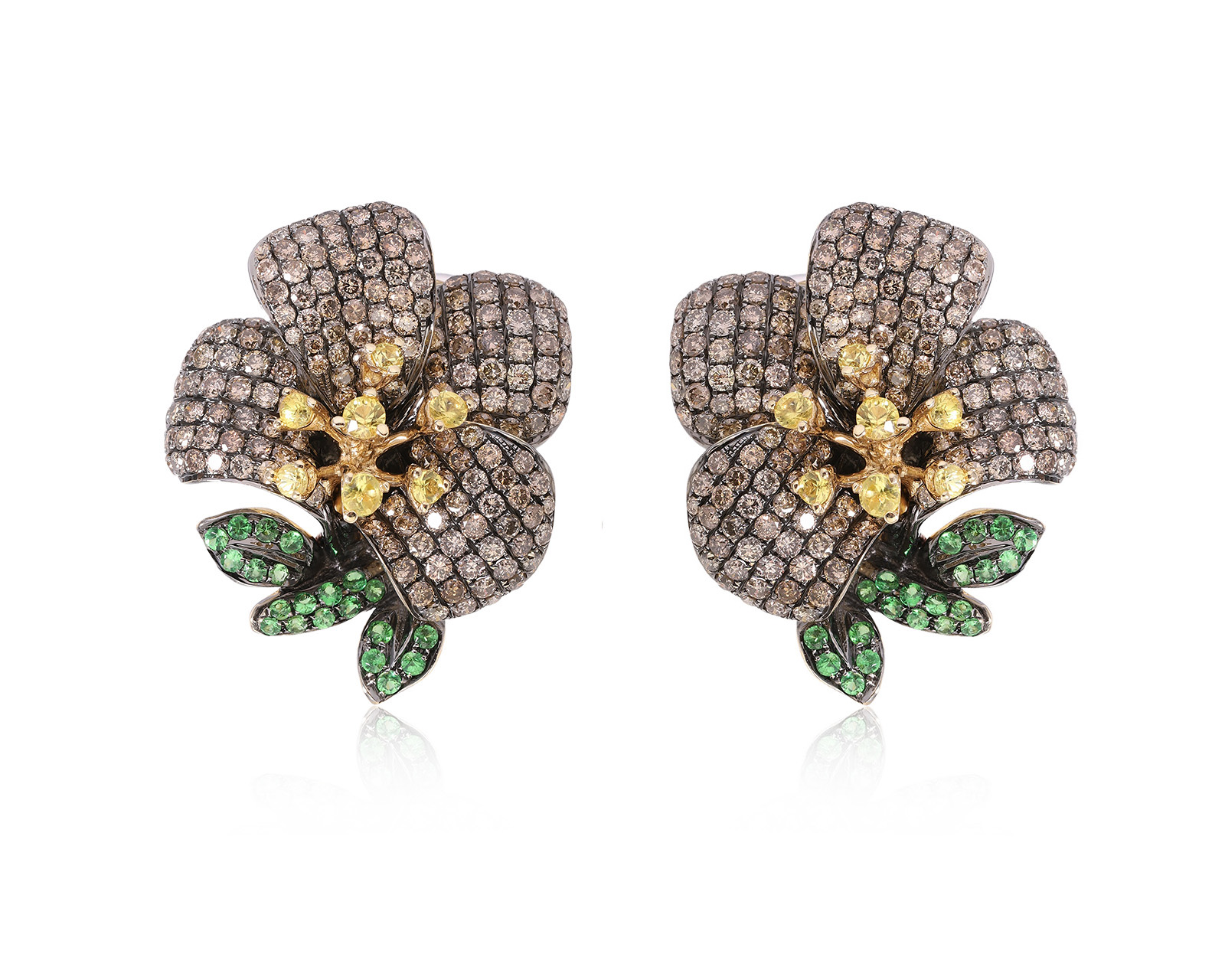 Золотые серьги с бриллиантами 3.35ct и тсаворитами 0.84ct 260925/3