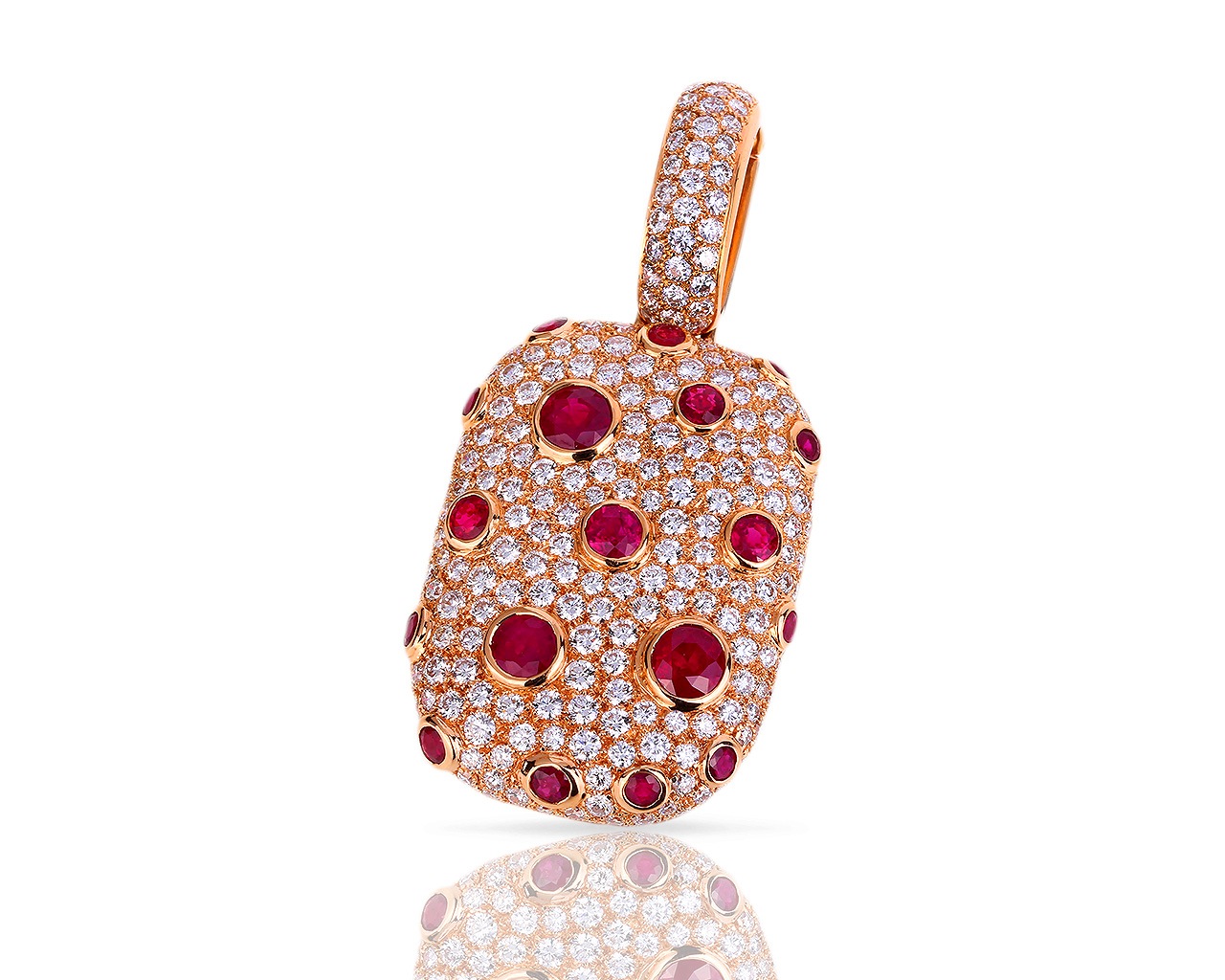 Оригинальный золотой кулон с бриллиантами и рубинами Vignand Joailliers 210618/10
