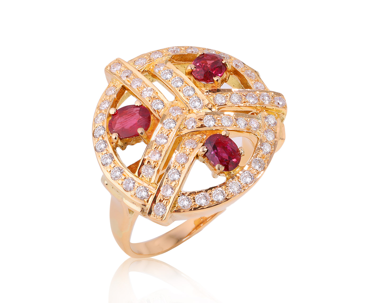 Золотое кольцо с рубинами 1.13ct и бриллиантами 0.91ct 240125/10