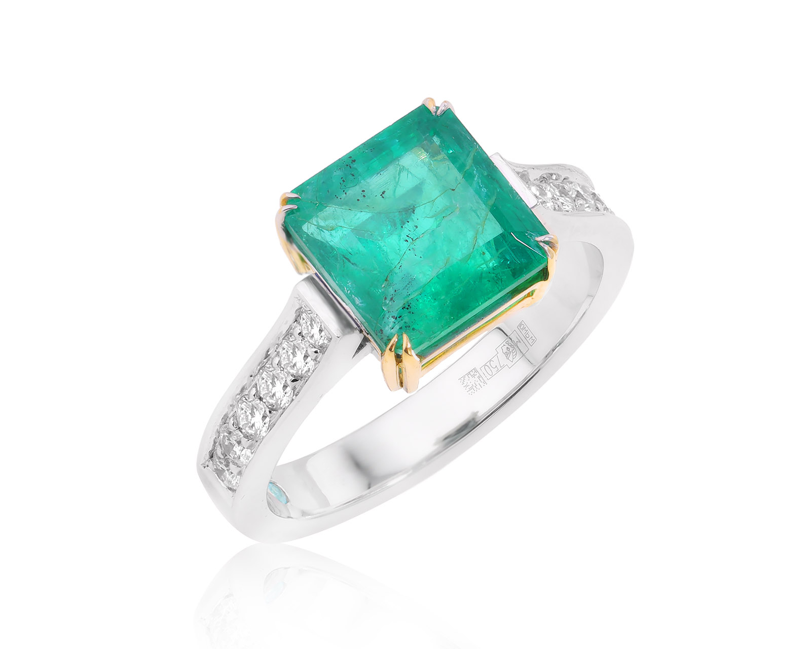 Золотое кольцо с изумрудом Замбия 2.76ct 241224/Б64