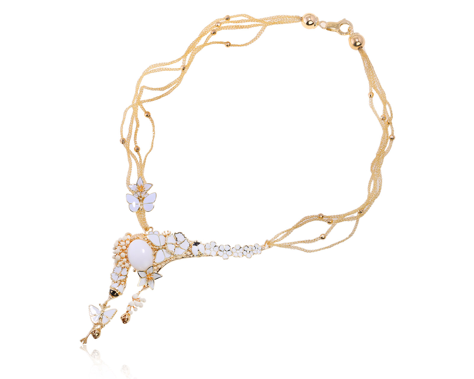 Оригинальное золотое колье с агатом 5.30ct Roberto Bravo White Dreams 240824/7