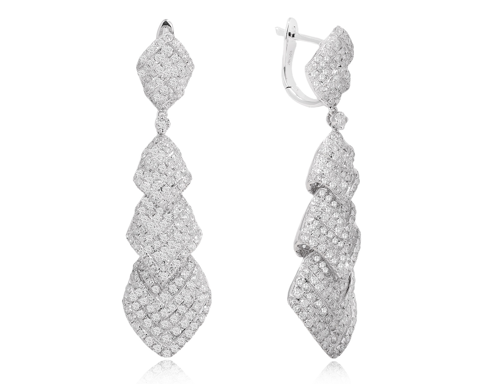 Золотые серьги с бриллиантами 4.04ct