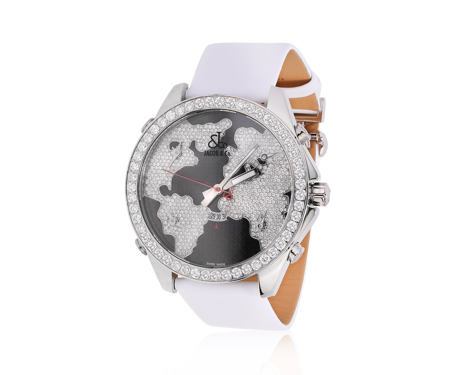Оригинальные стальные часы с бриллиантами 5.75ct Jacob&Co Five Time Zone 231024/1
