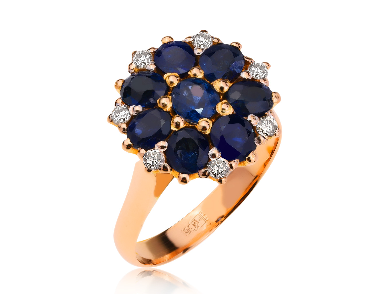 Потрясающее золотое кольцо с сапфирами 2.30ct 140920/7