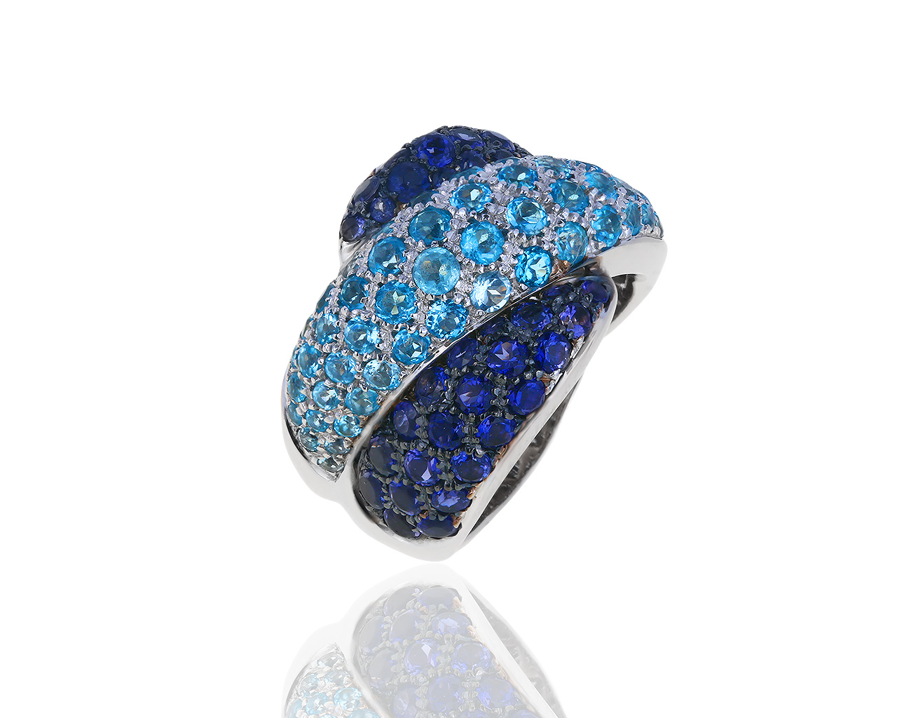 Оригинальное золотое кольцо с топазами и иолитами Damiani 220419/13