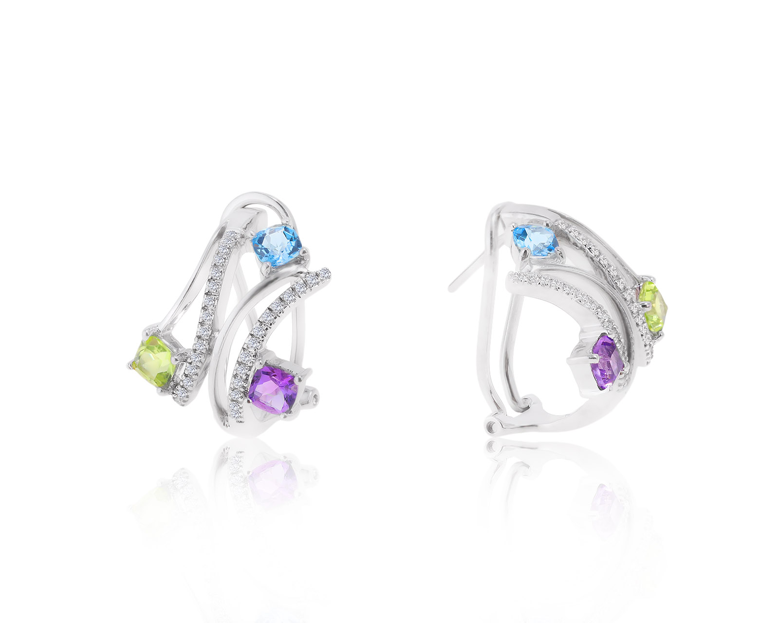 Коктейльные золотые серьги с цветными камнями 2.26ct 020622/9