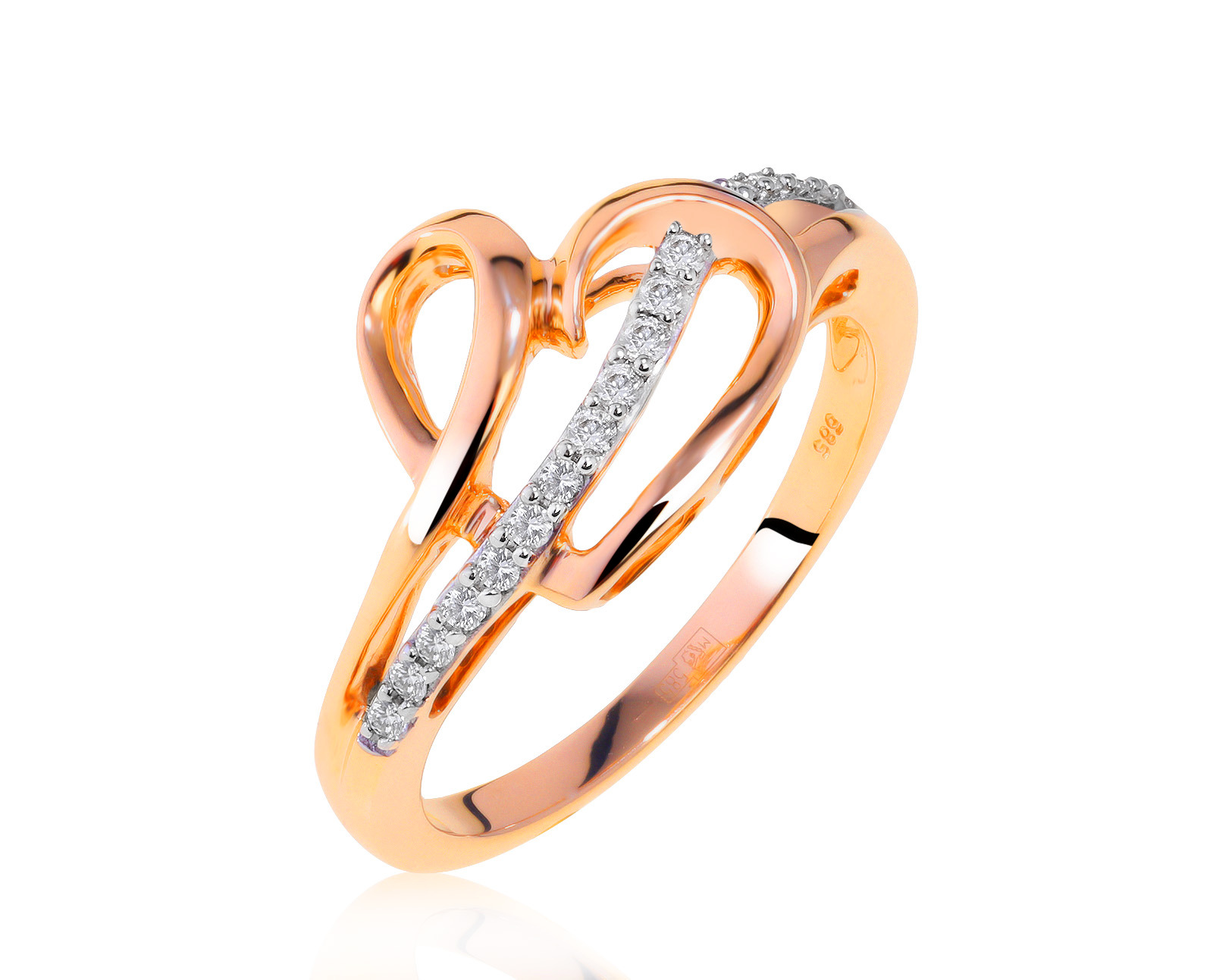 Красивое золотое кольцо с бриллиантами 0.15ct 020421/3