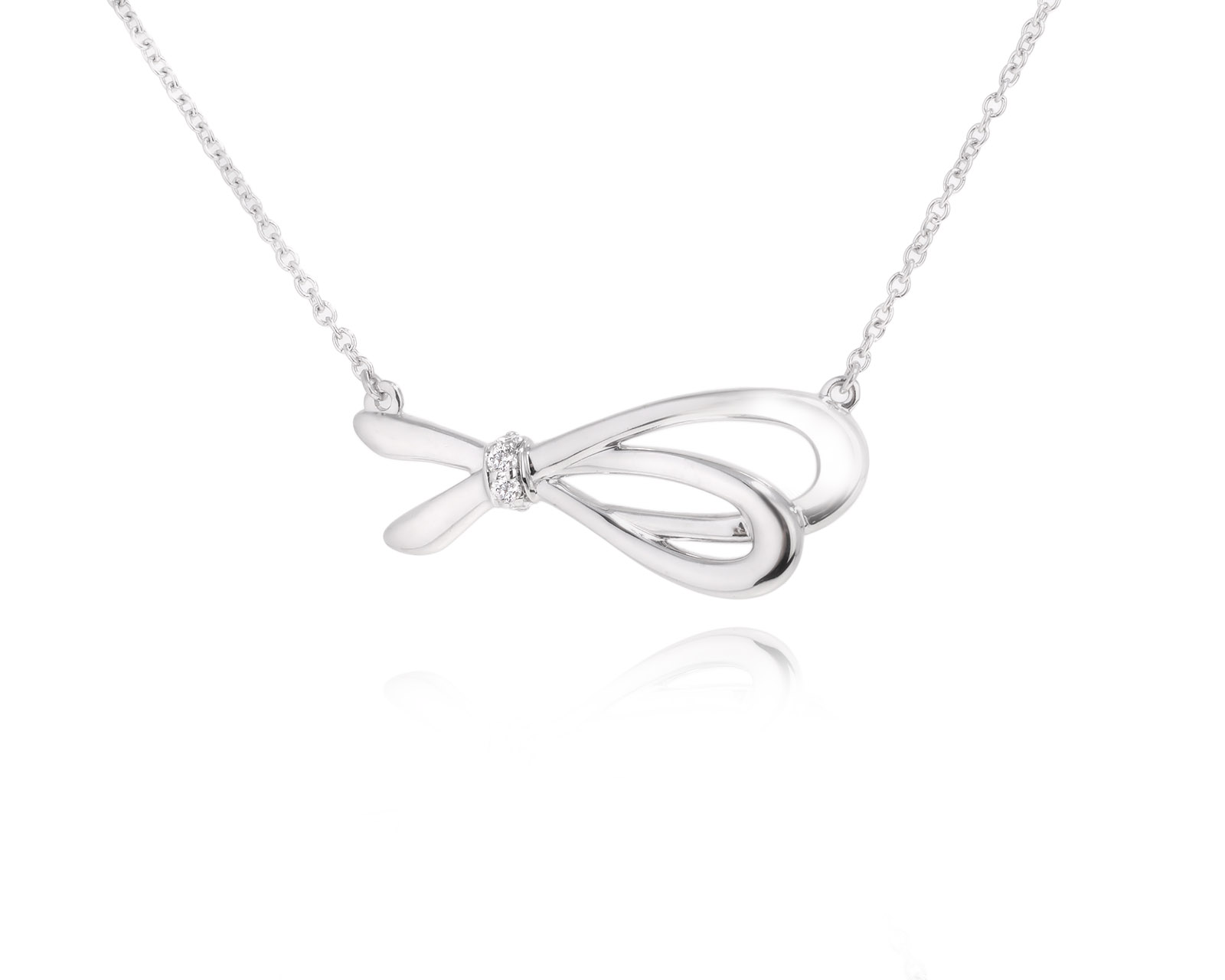 Оригинальное золотое колье с бриллиантами 0.04ct Tiffany&Co Bow