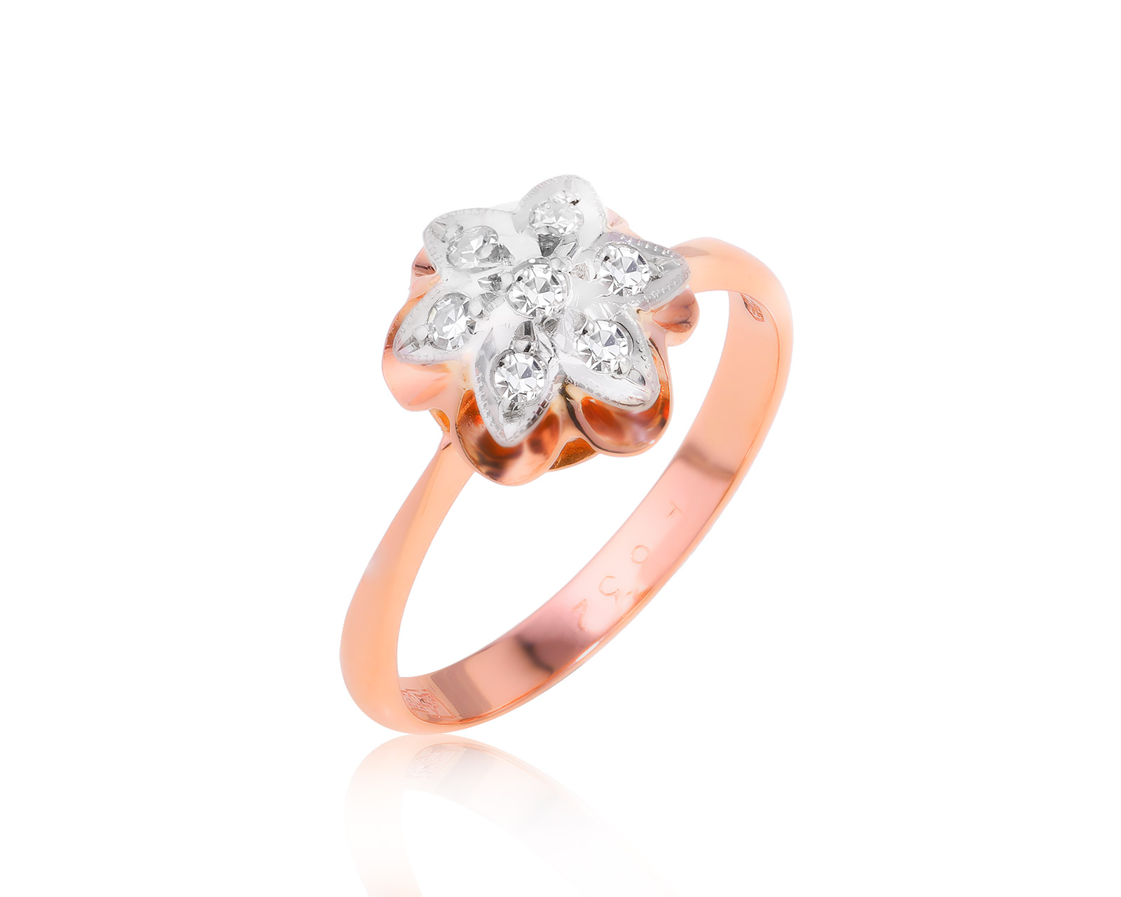 Золотое кольцо с бриллиантами 0.17ct СССР 160724/11