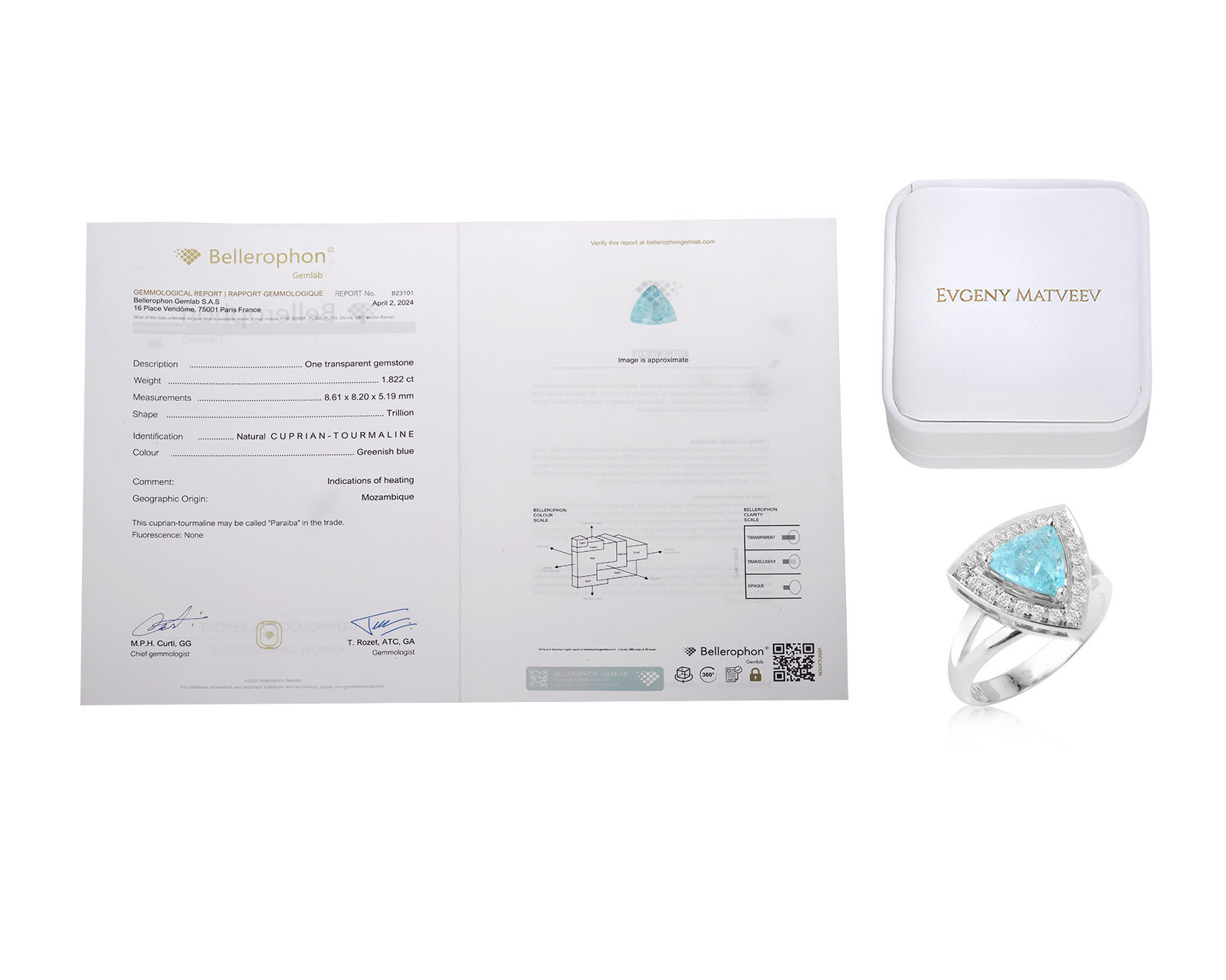 Золотое кольцо с турмалином параиба 1.82ct Evgeny Matveev