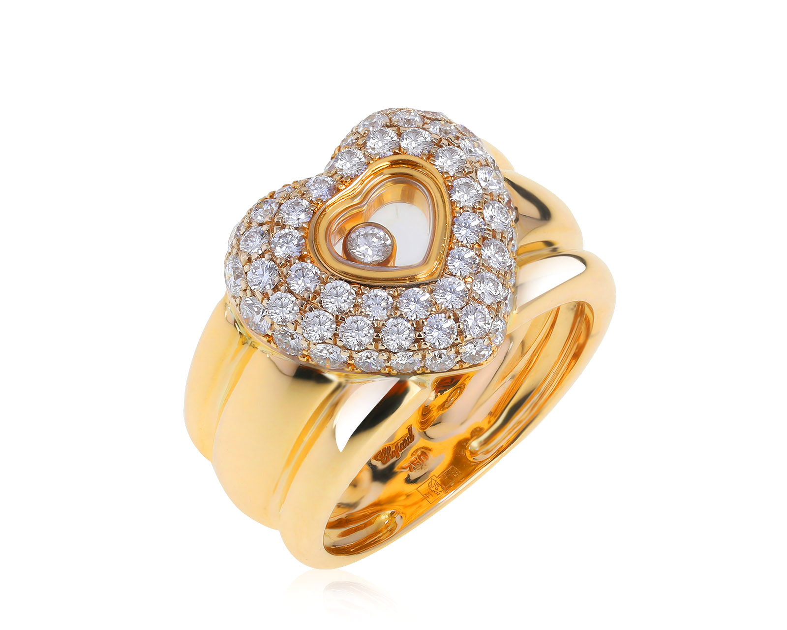 Оригинальное золотое кольцо c бриллиантами 1.01ct Chopard Happy Diamonds 050422/1