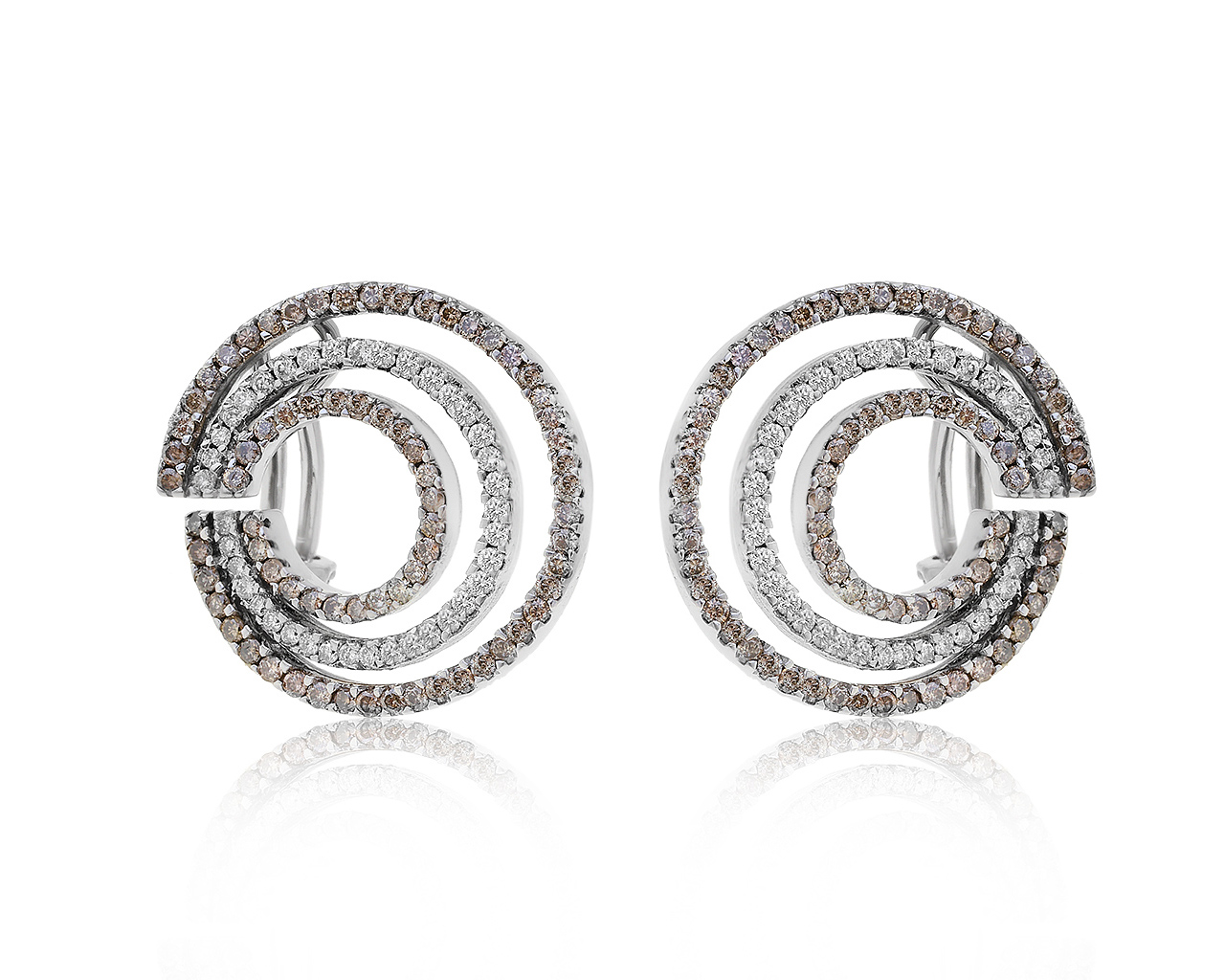 Безупречные золотые серьги с бриллиантами 2.40ct