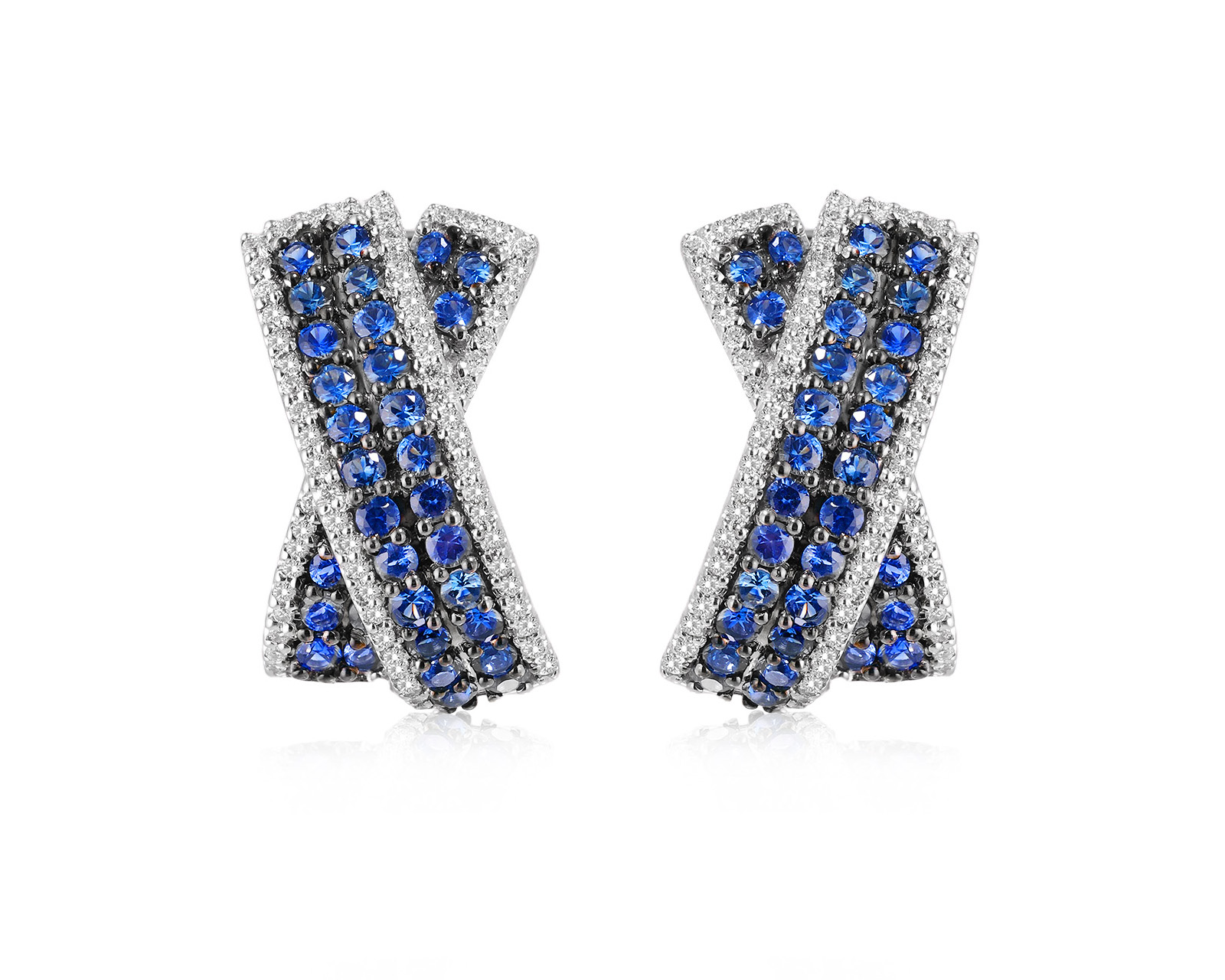 Золотые серьги с сапфирами 2.82ct и бриллиантами 0.55ct 231025/11
