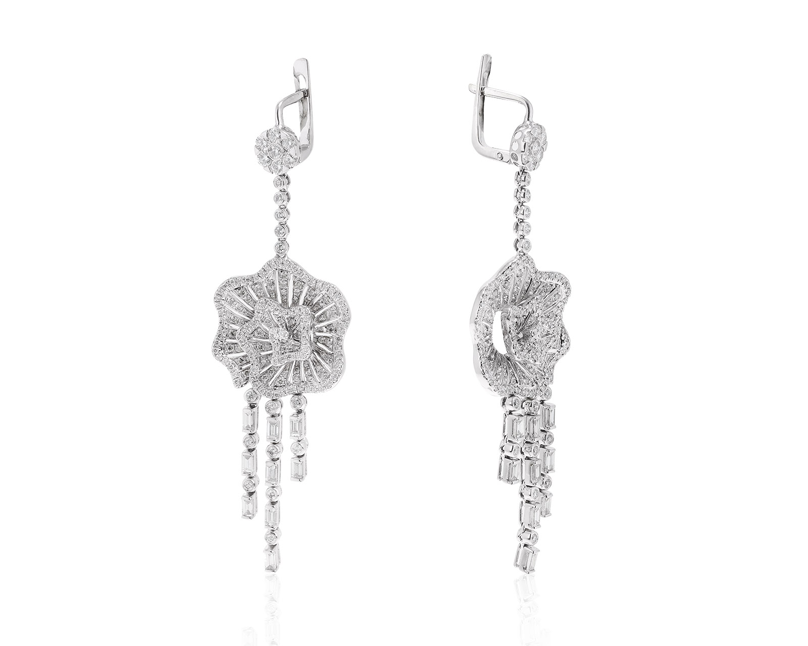 Шикарные золотые серьги с бриллиантами 3.78ct